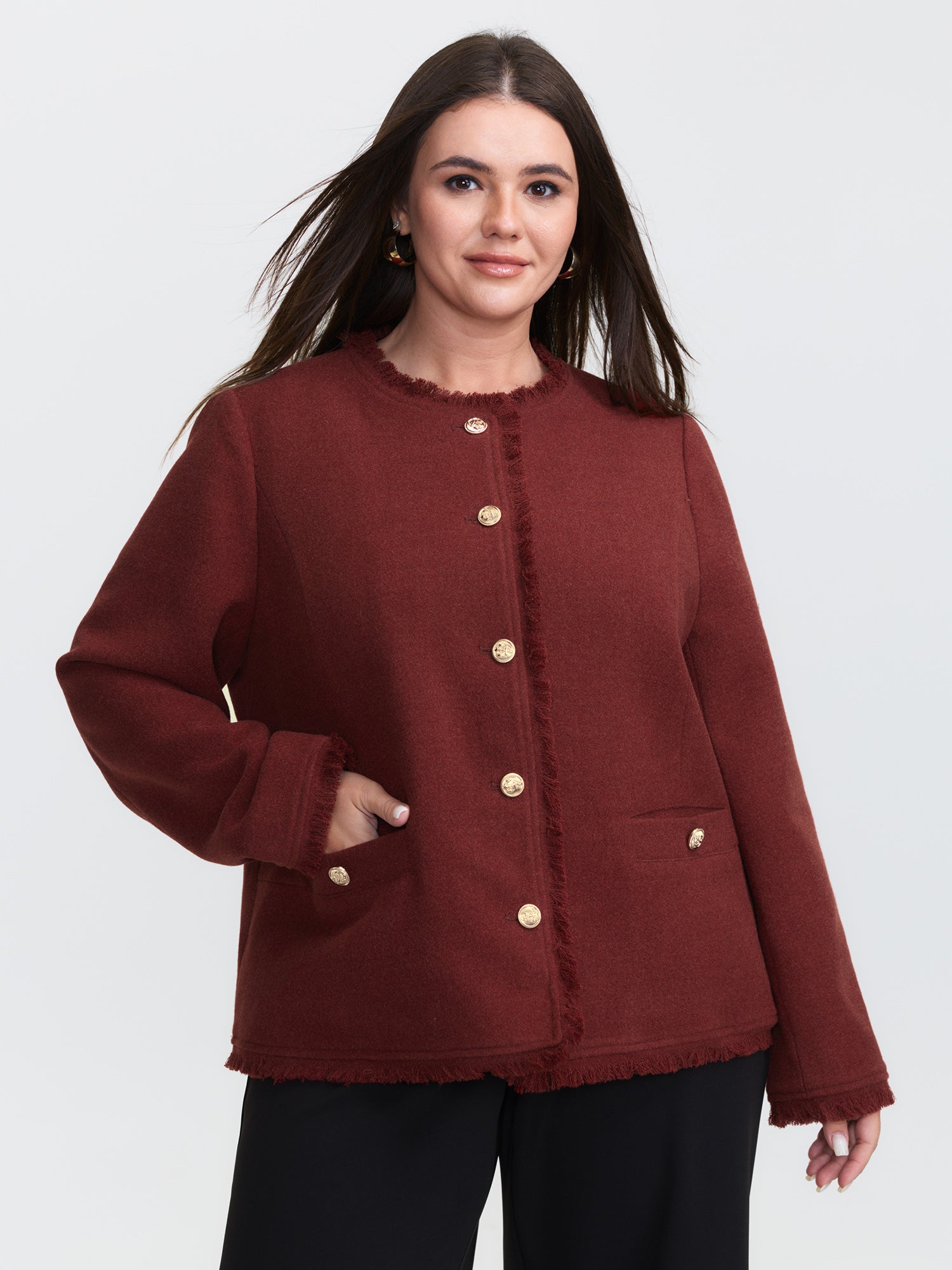 Frayed Edges Button-Down Coat
