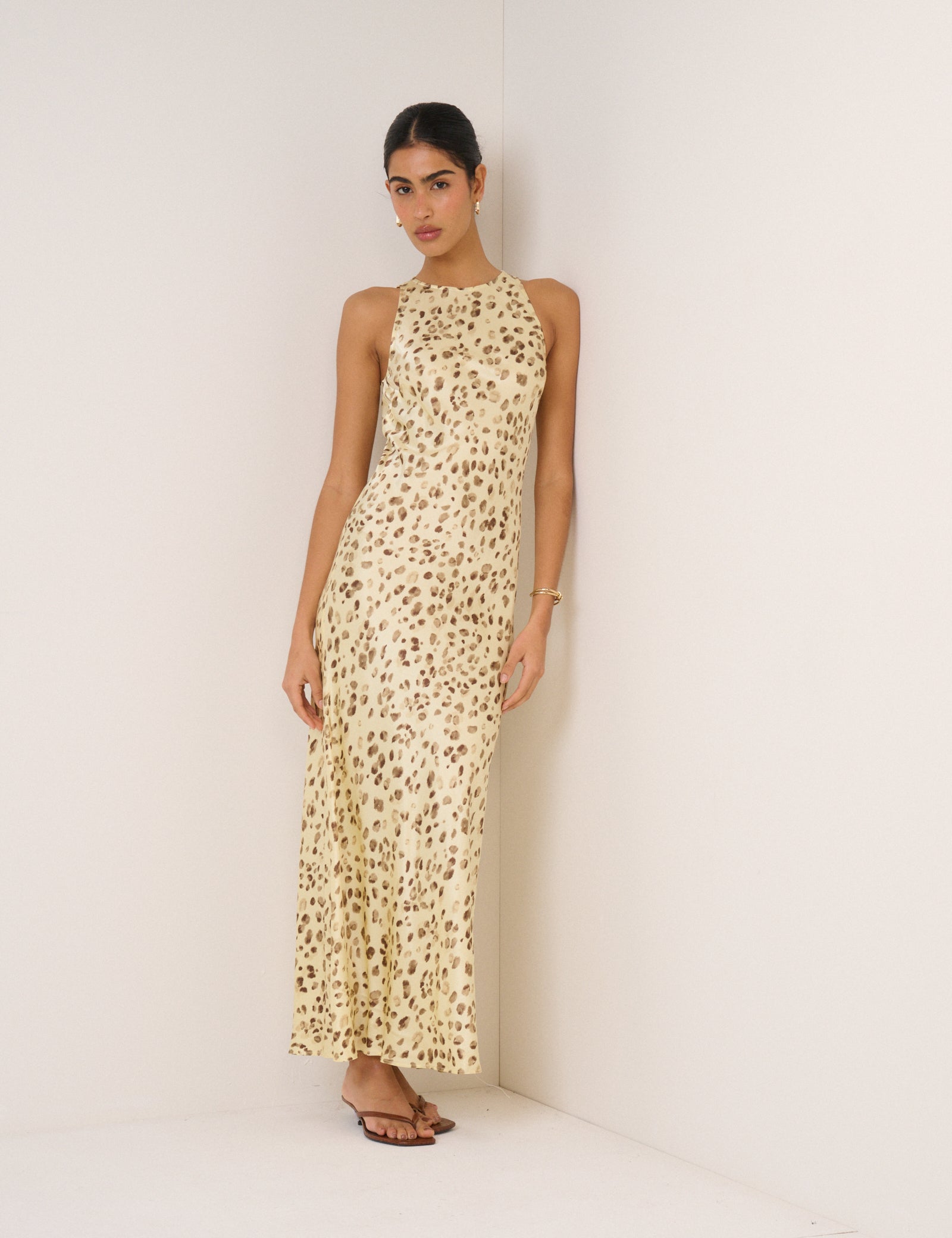 Butter Yellow Leopard Print Zahara Maxi Dress