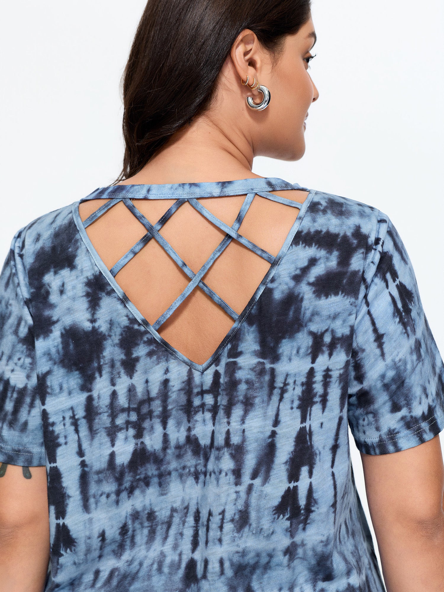 Cotton Tie Dye Back Crisscross T-Shirt
