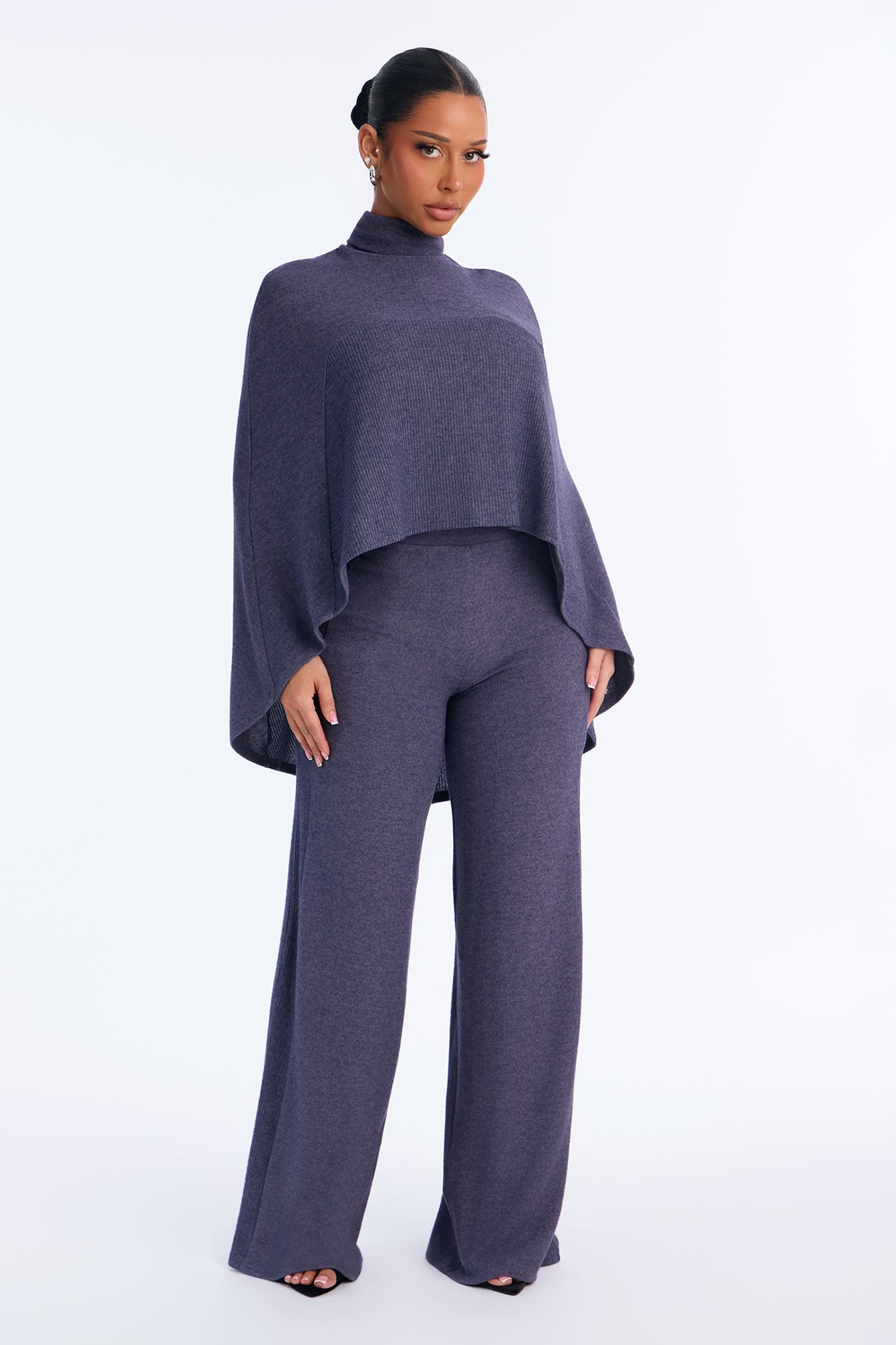 Frankie Poncho Wide Leg Pant Set - Navy