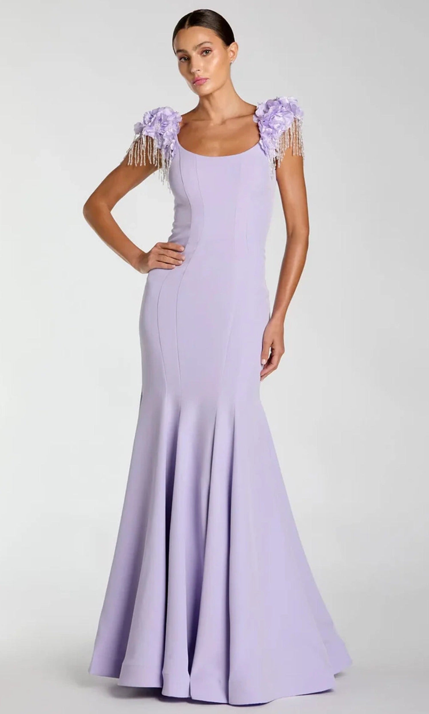 Mac Duggal 13232 - 3D Floral Sleeve Mermaid Prom Gown