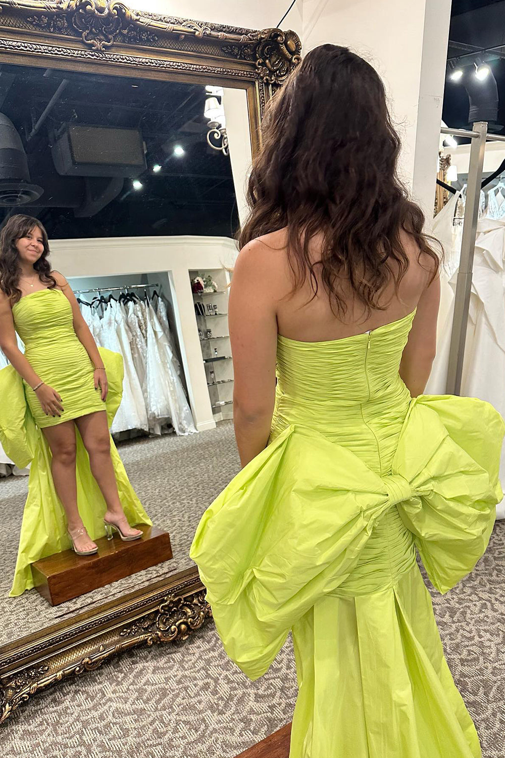 Yellow Sweetheart Tiered Tight Short Homecoming Dress/Mini Dress With Bow