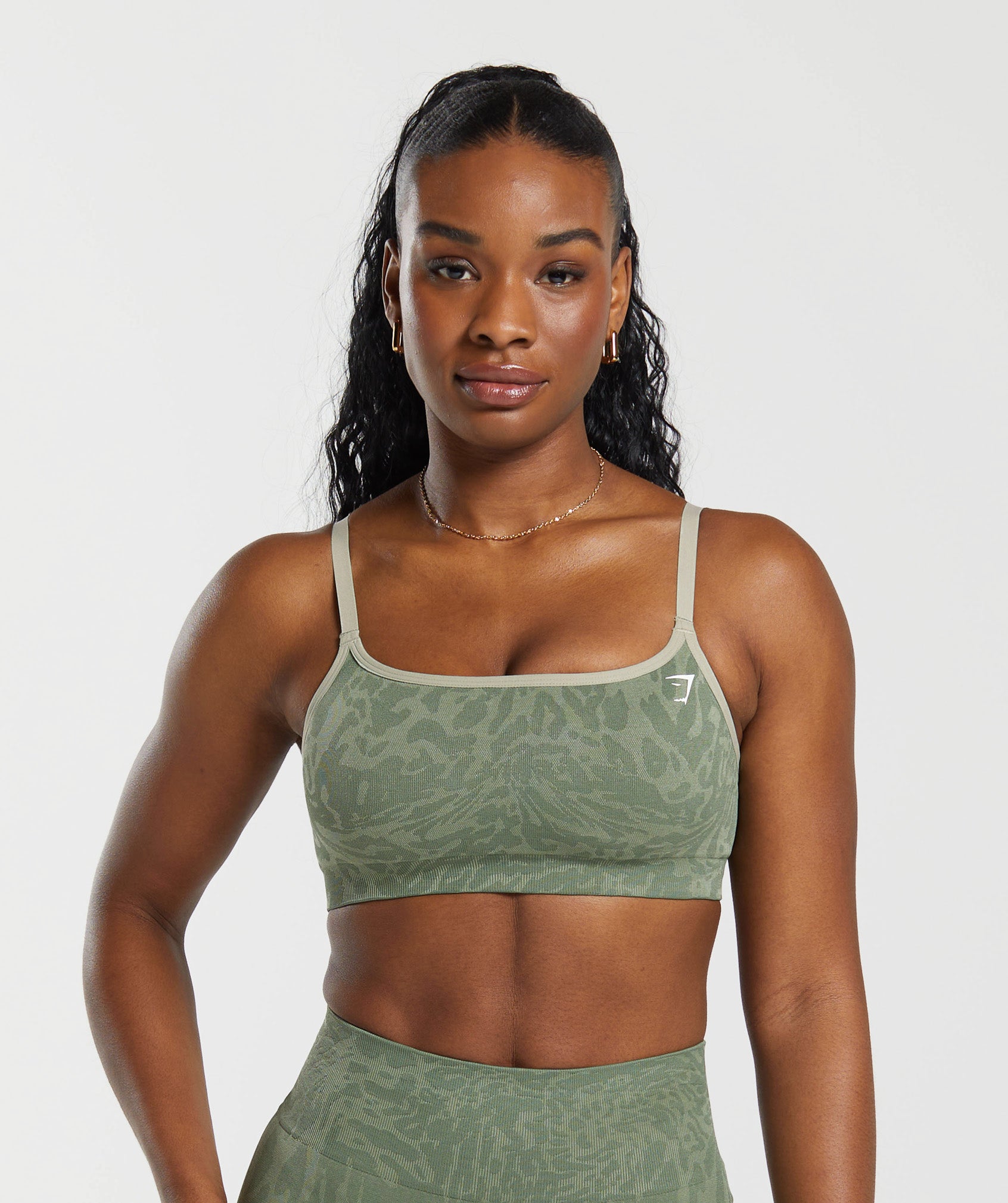Gymshark Adapt Pattern Seamless Sports Bra - Force Green/Faded Green
