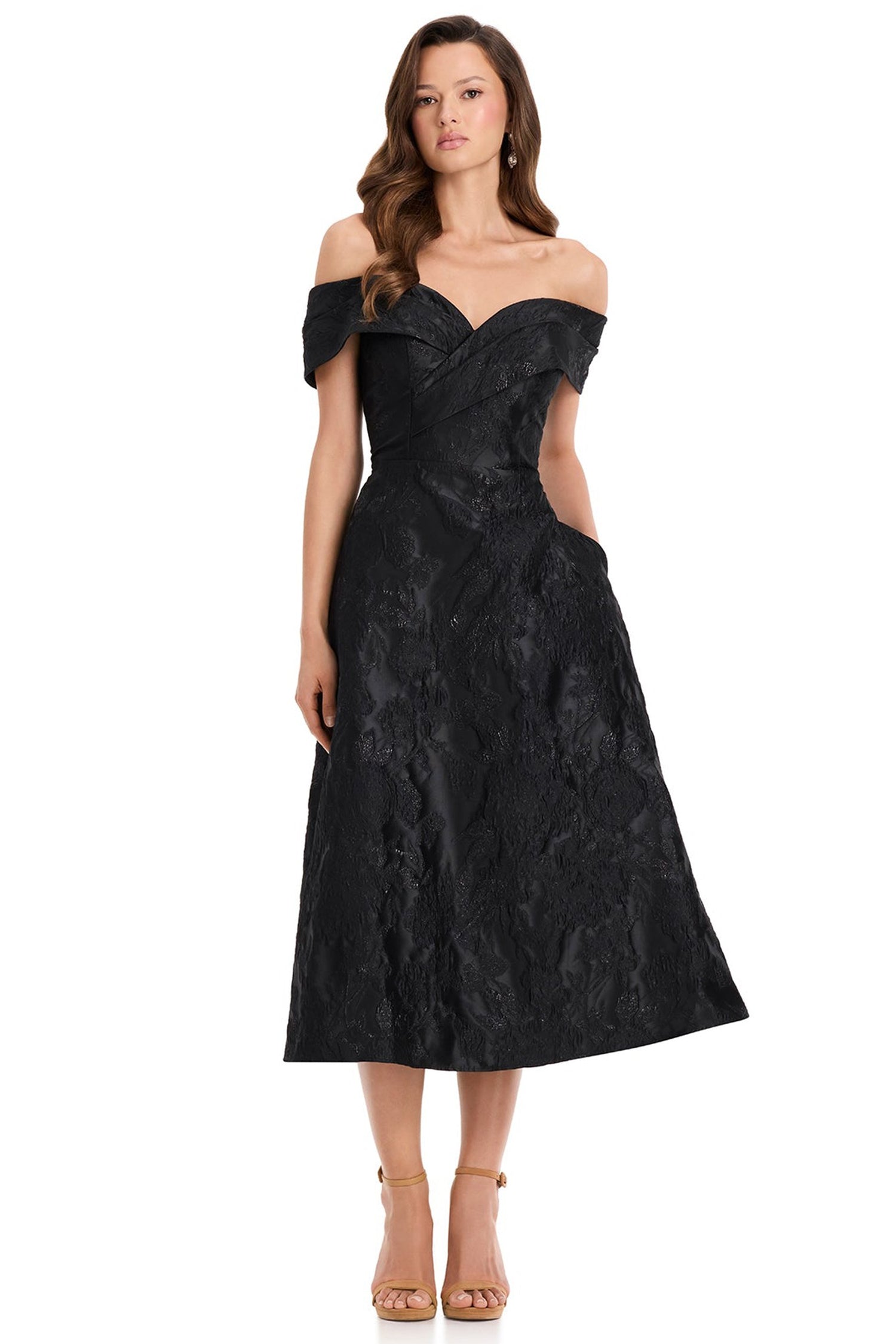 Ashley Lauren E40002 Textured Brocade A-Line Evening Dress
