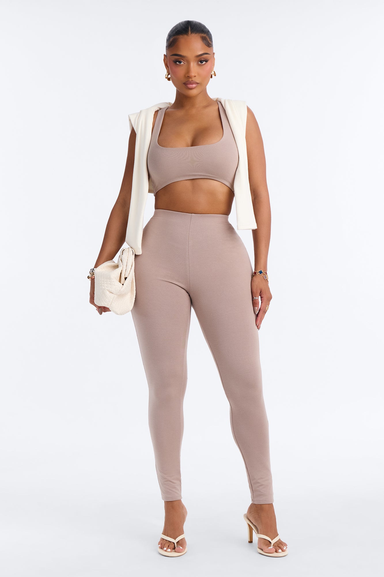 Shelly Premium Modal Scoop Neck Bra Top - Stone
