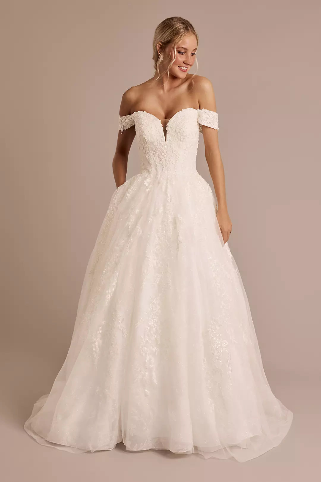 Off-the-Shoulder Tulle Ball Gown Wedding Dress