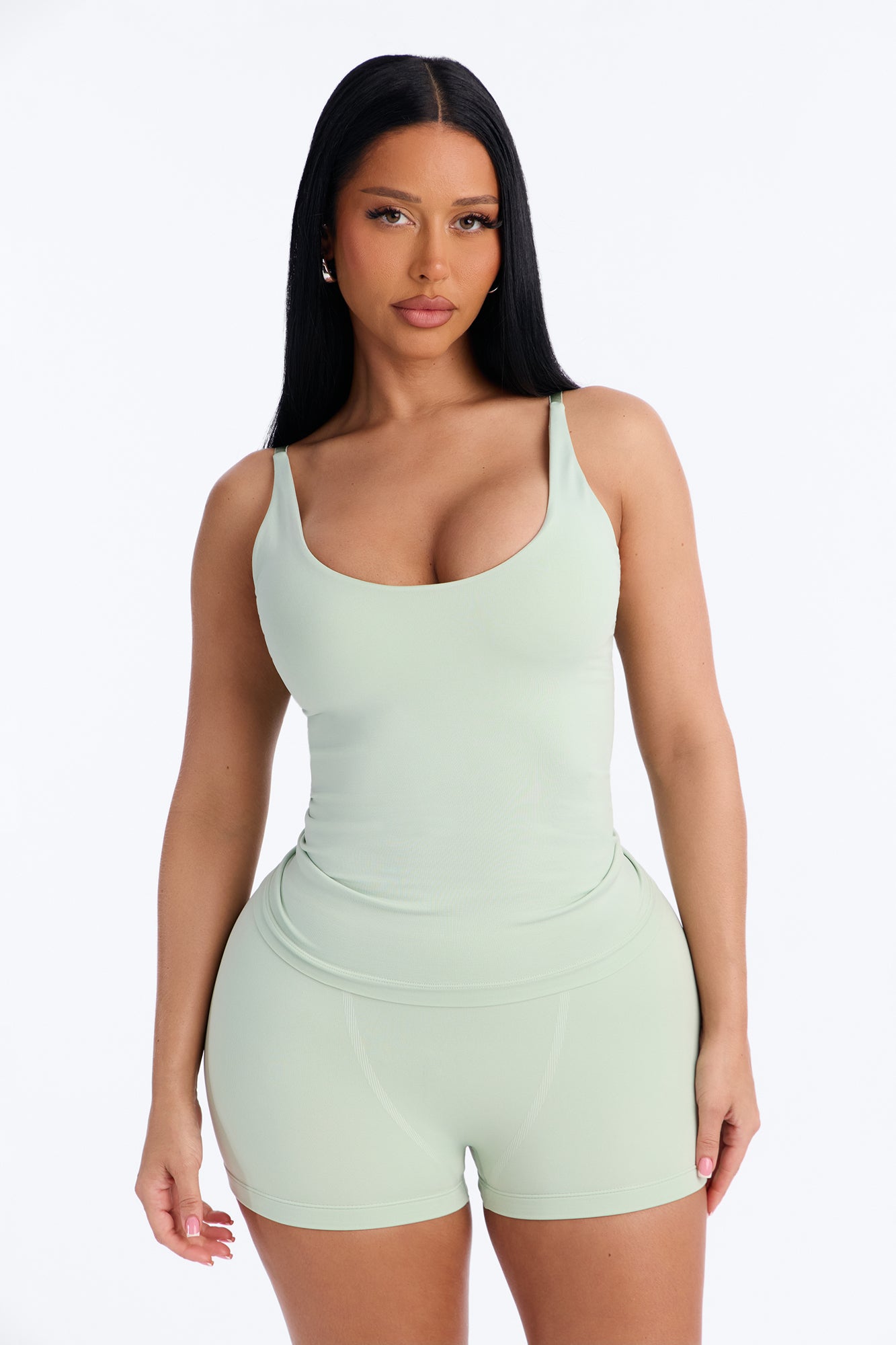 Seamless Smooth Double Lined Scoop Neck Cami Top - Mint