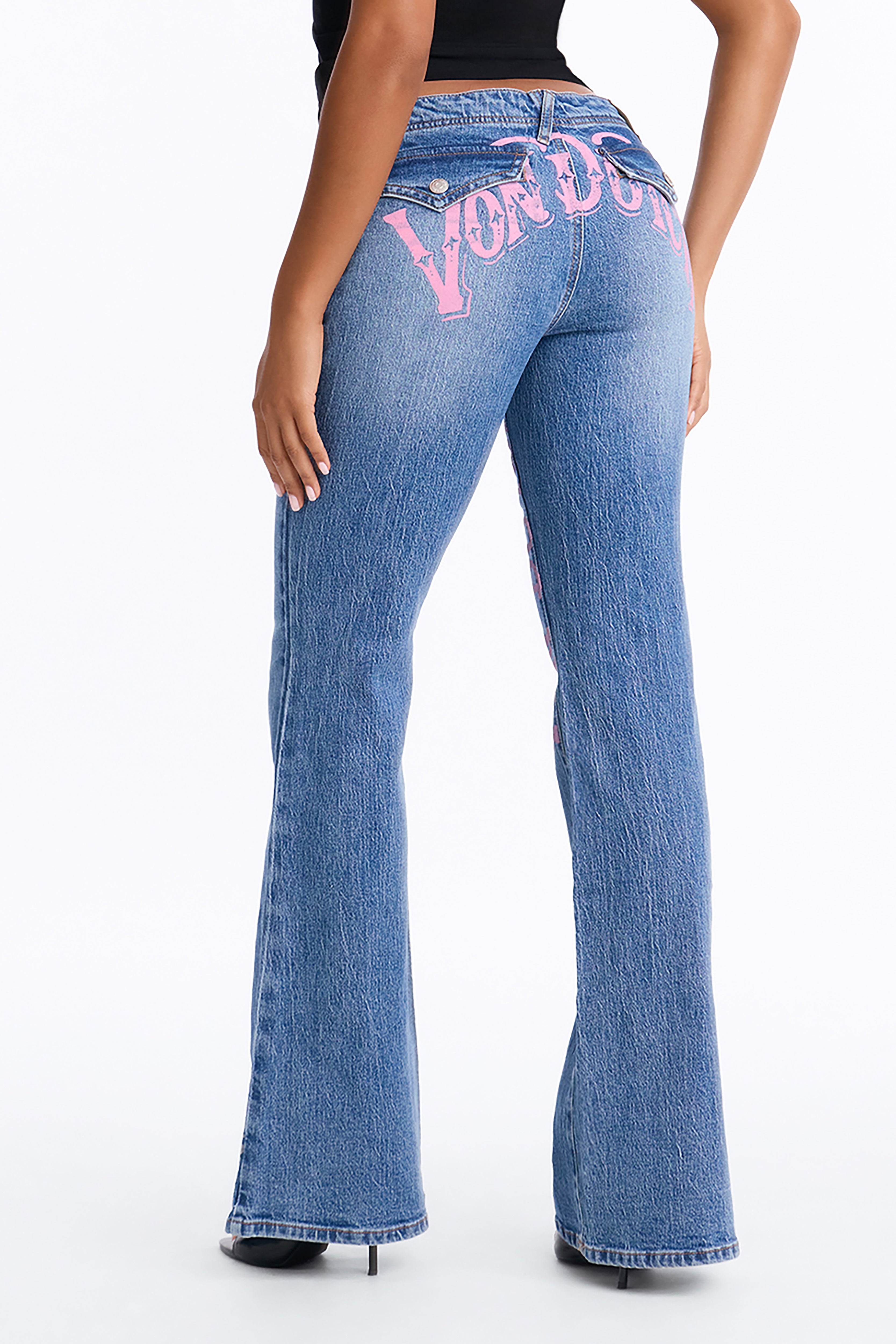 Von Dutch Low Rise Pocket Flap Jeans - Medium Wash