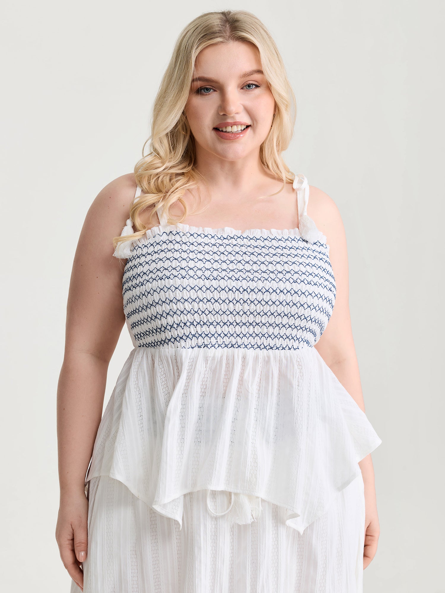 Cotton Striped Bodice Fit And Flare Tank Top