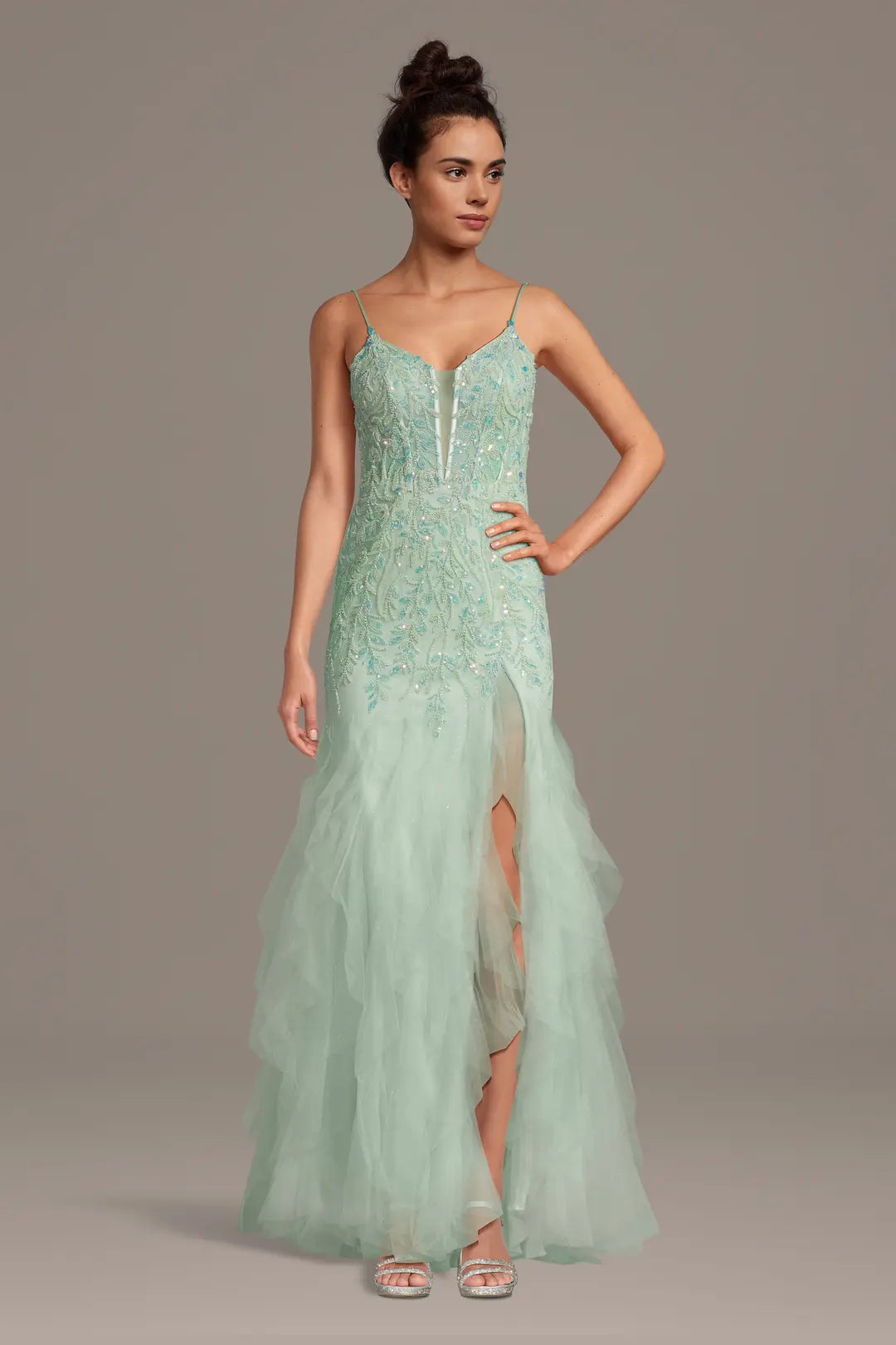 Cascade Mermaid Dress with Sequin Applique