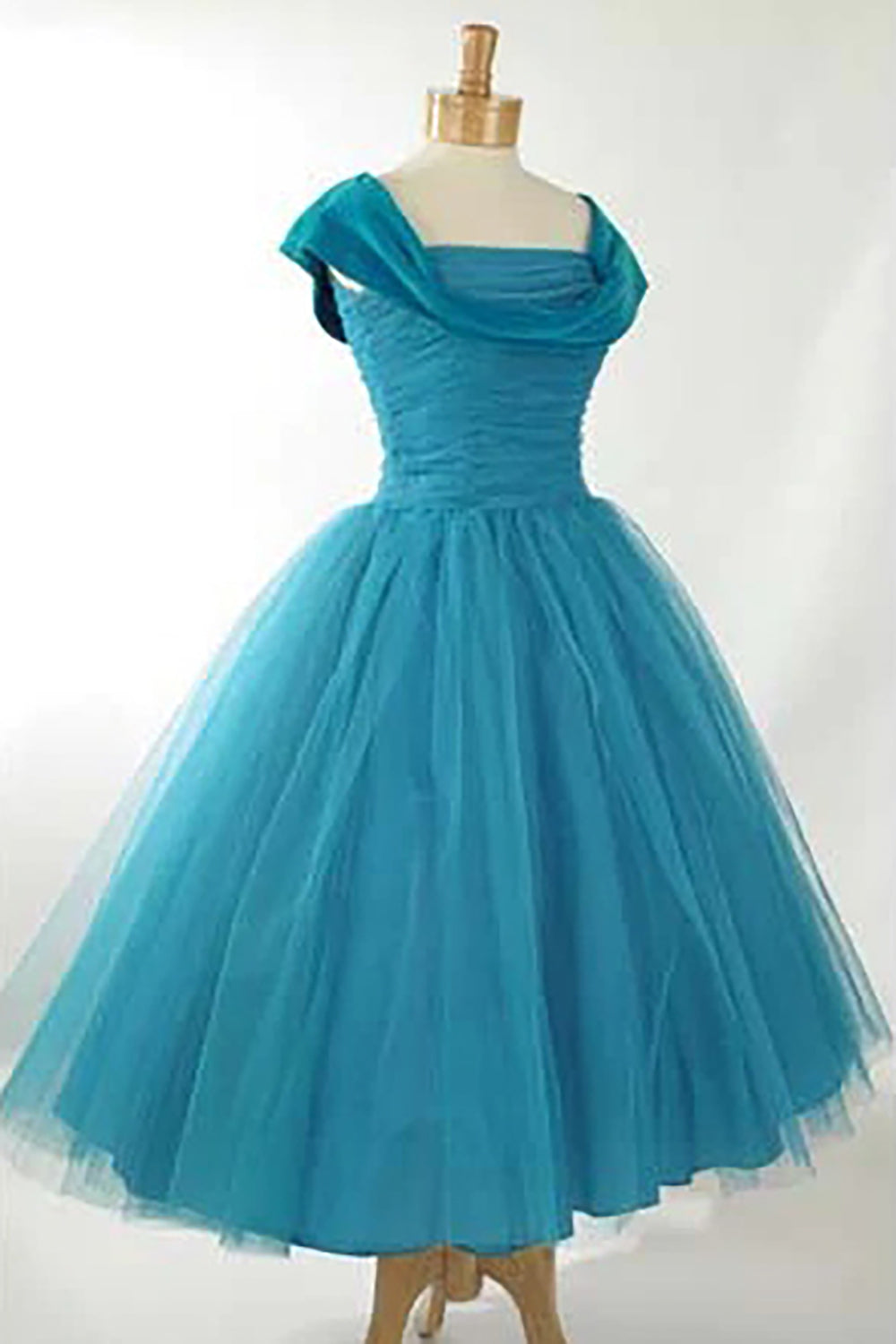 Peacock Blue Square Neck A Line Homecoming Dress/Mini Dress