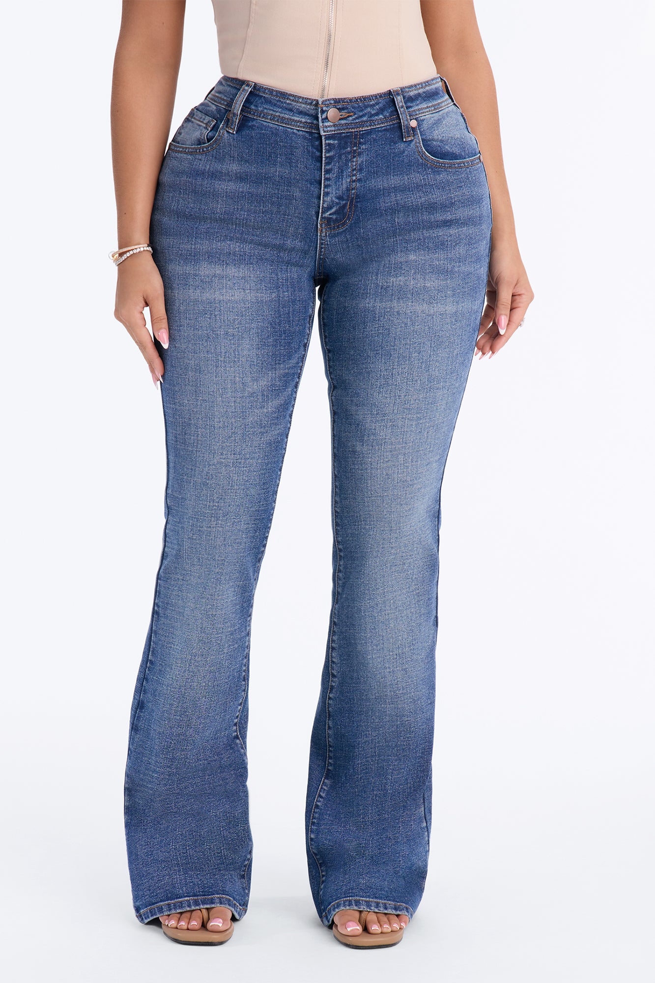 Tallulah Perfect Stretch Flare Leg Jeans - Vintage Wash