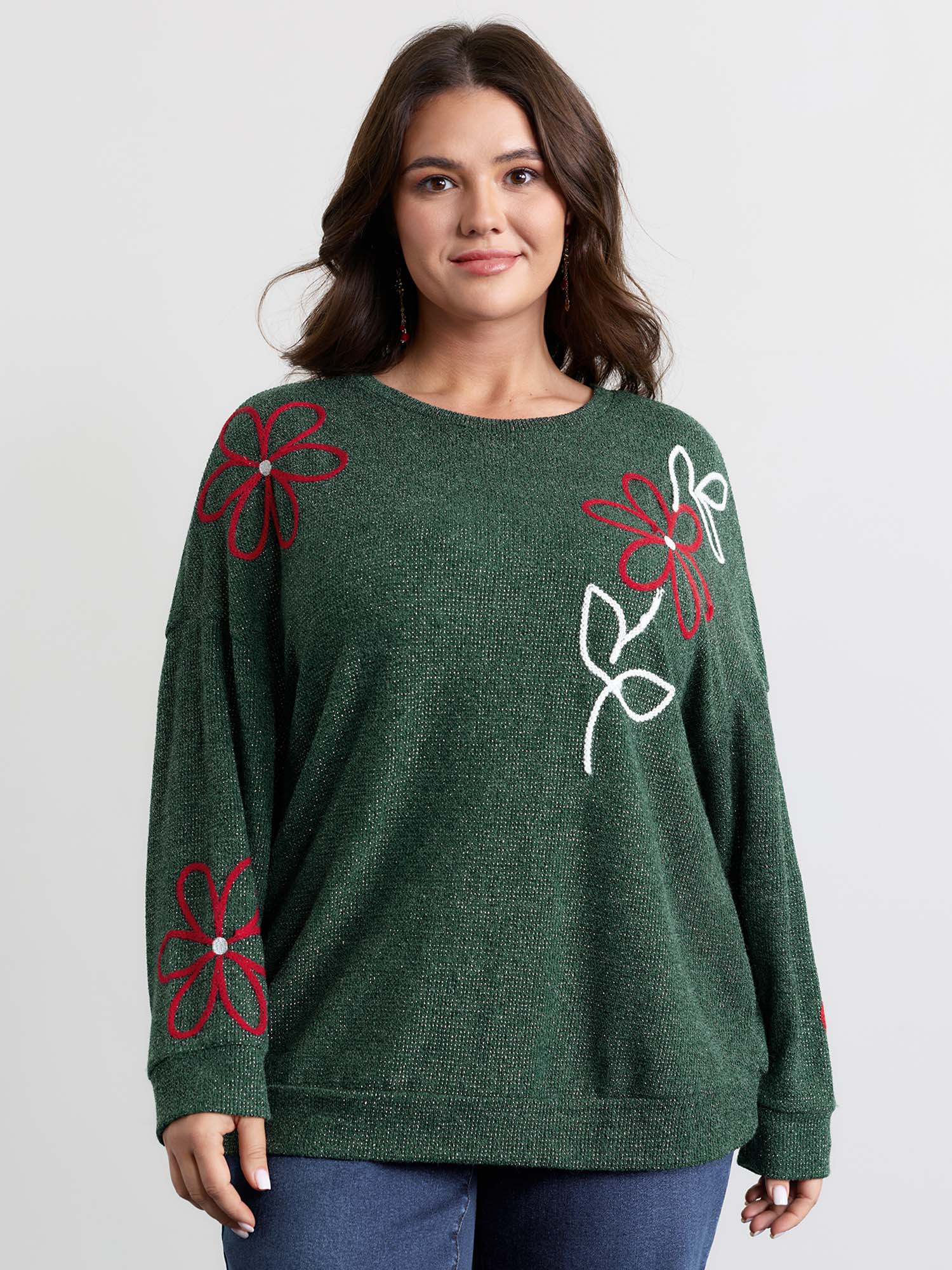 Lurex Textured Cord Embroidery Sweatshirt