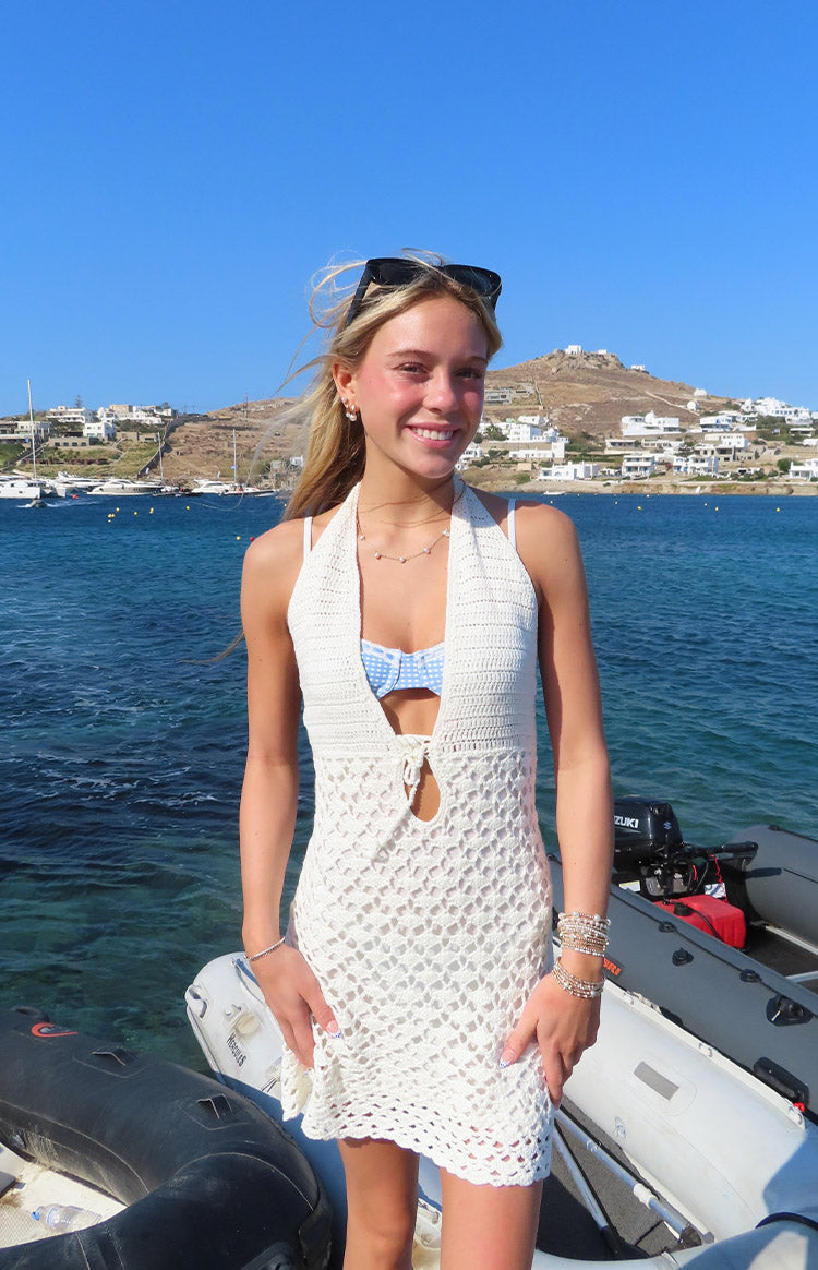 Tulip Cream Crochet Mini Dress