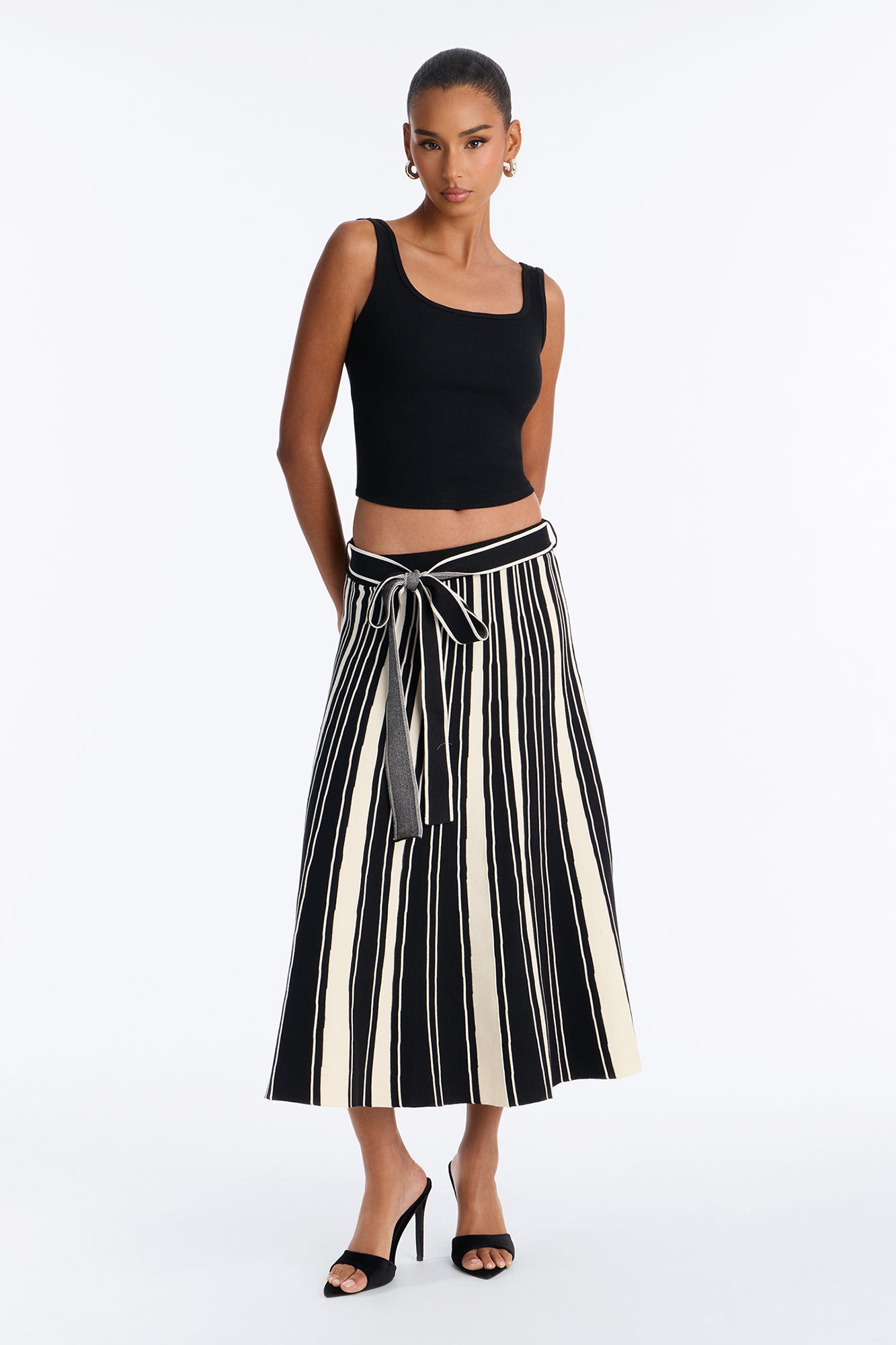 Danica A Line Sweater Midi Skirt - Black/White