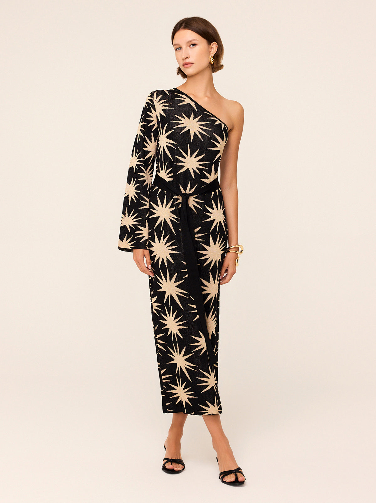 Esme Star Lurex One Shoulder Knit Dress