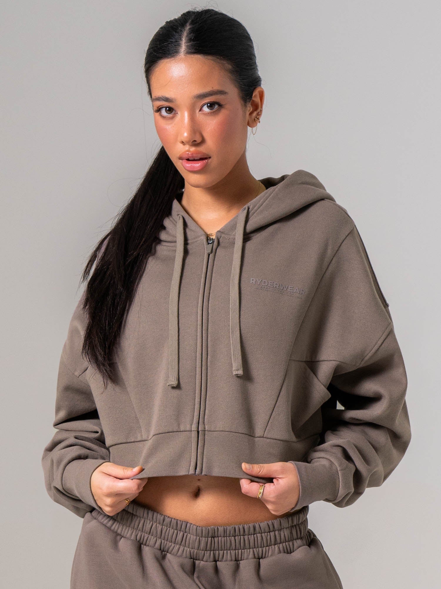 Womens Track Jacket - Deep Taupe