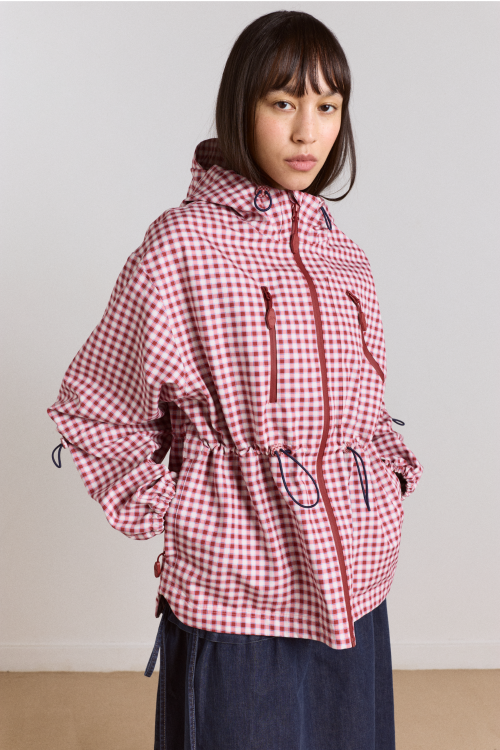 Matilda Waterproof Raincoat - Cherry Gingham