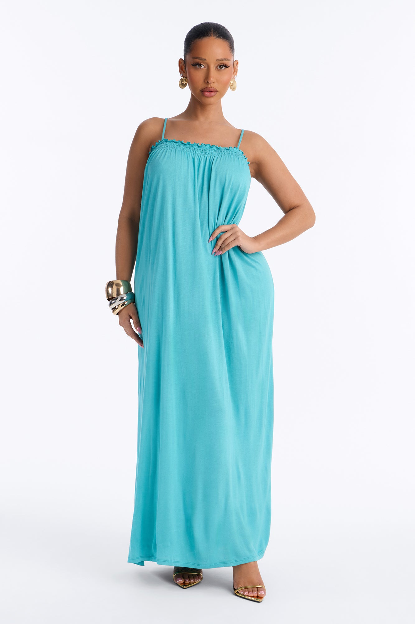 Zuri Flowy Maxi Dress - Aqua