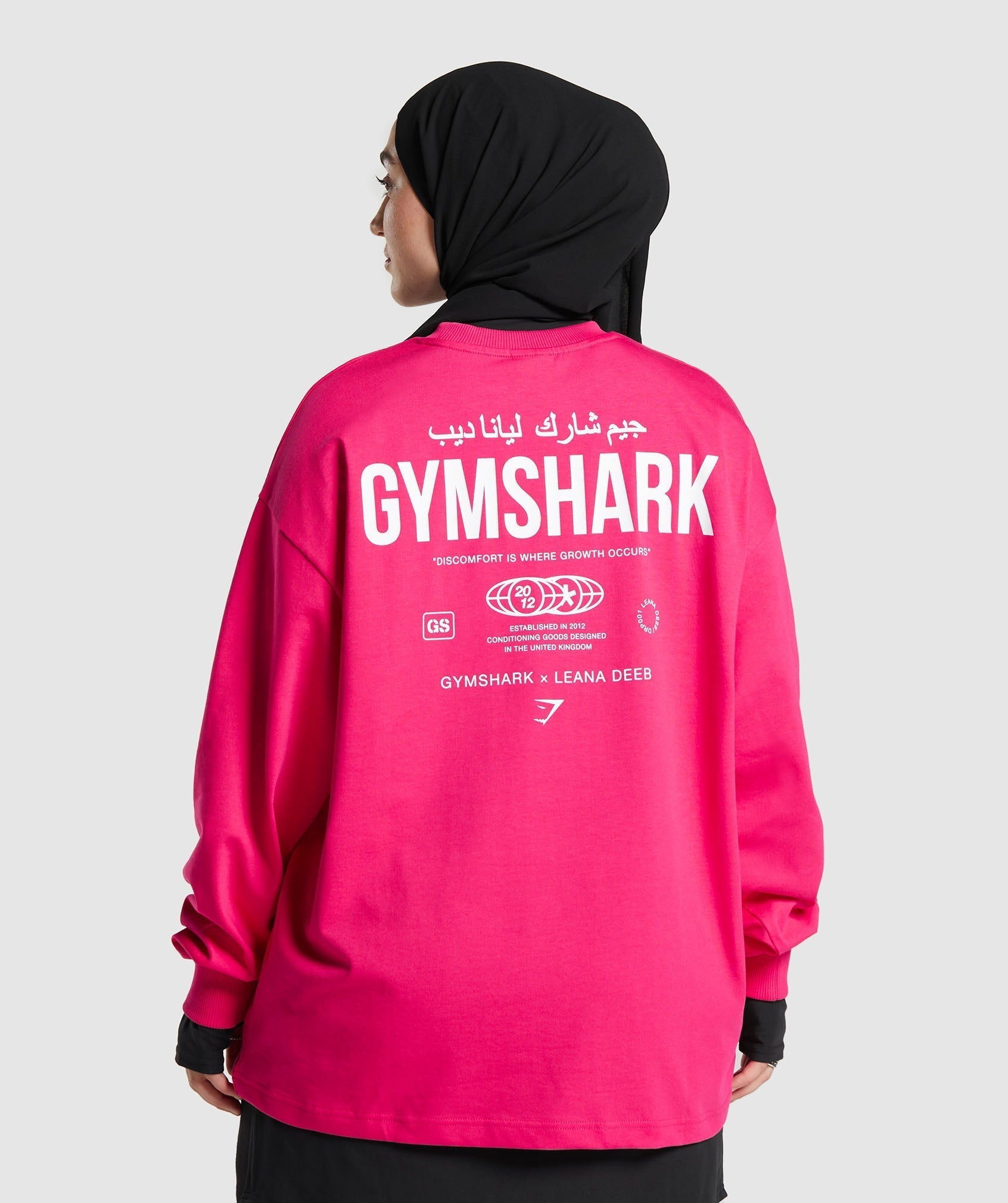 Gymshark X Leana Deeb Graphic Oversized Long Sleeve Top - Impact Pink
