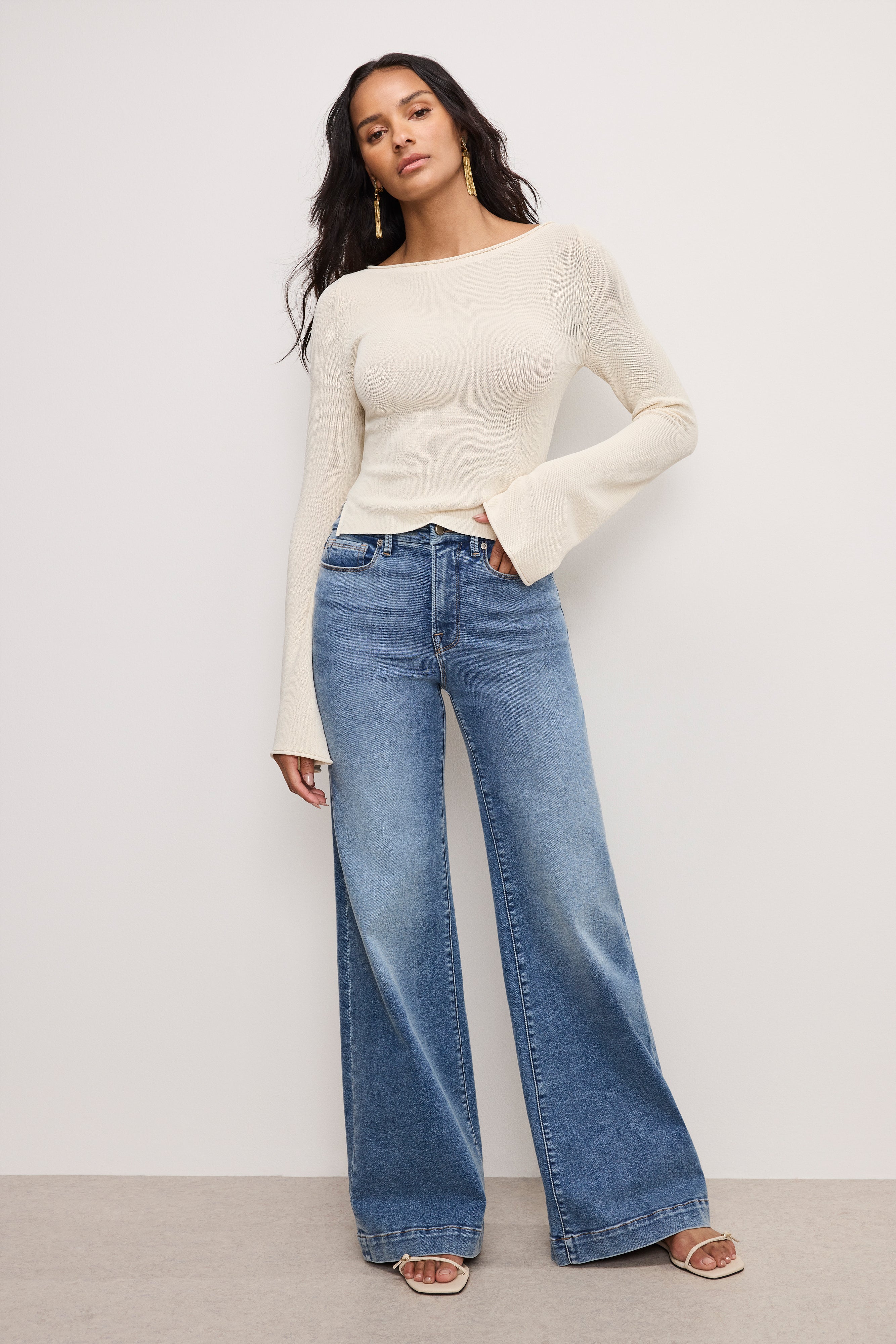 GOOD WAIST PALAZZO COMPRESSION JEANS | INDIGO837