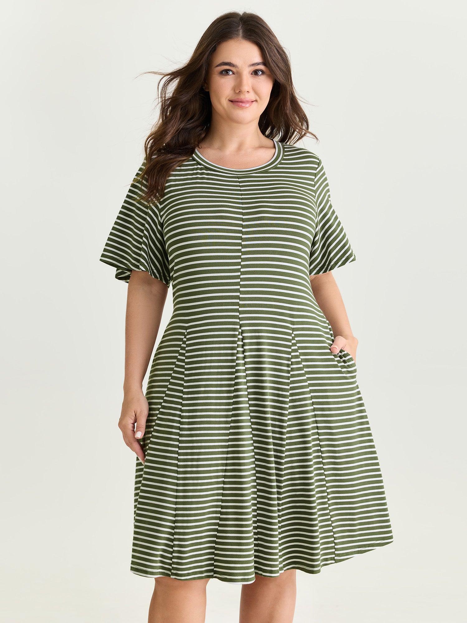 Striped Print Fit And Flare Mini Dress