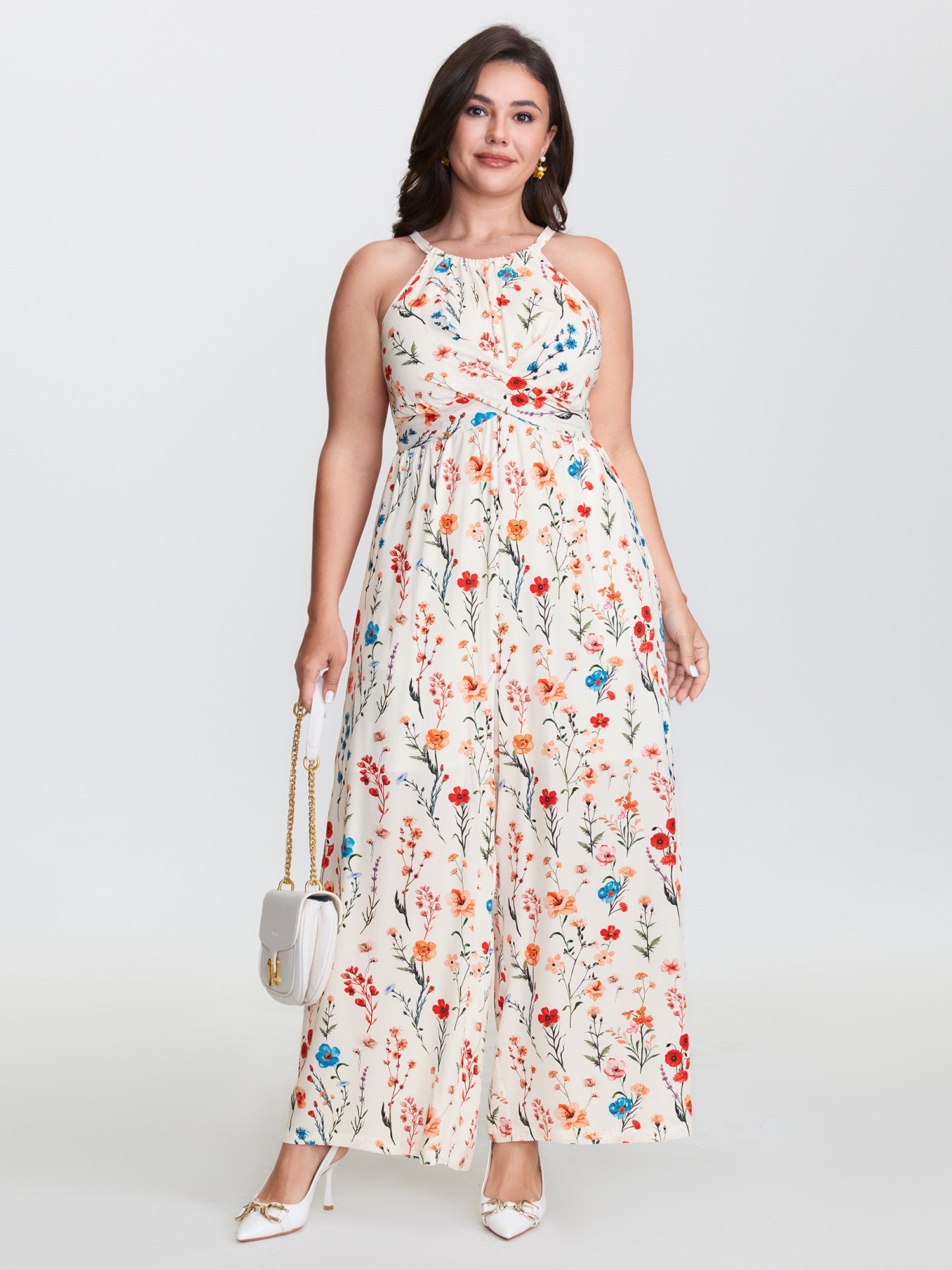 Blooming Florals Waist-Tie Jumpsuit