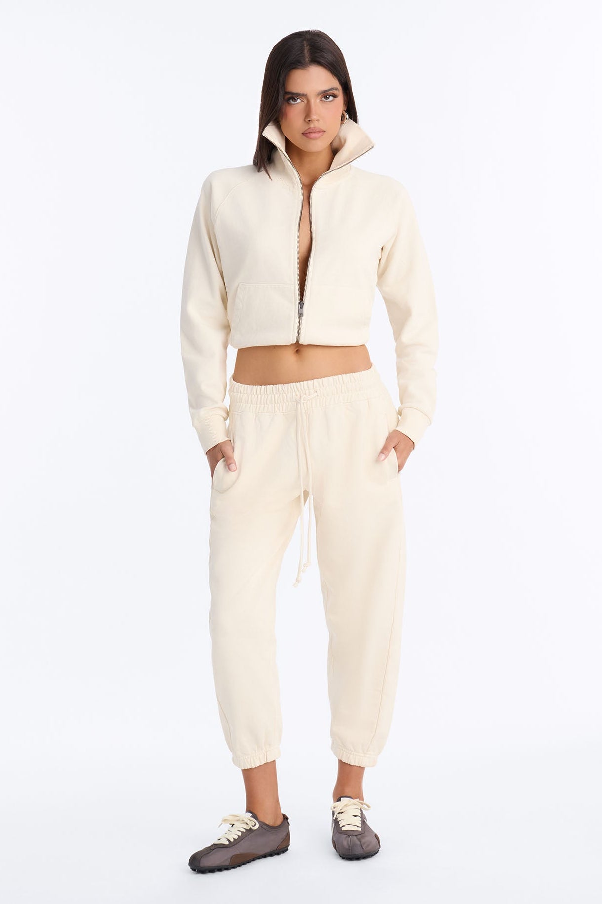 TERRY Cropped Jogger Sweatpant - Washed Cream