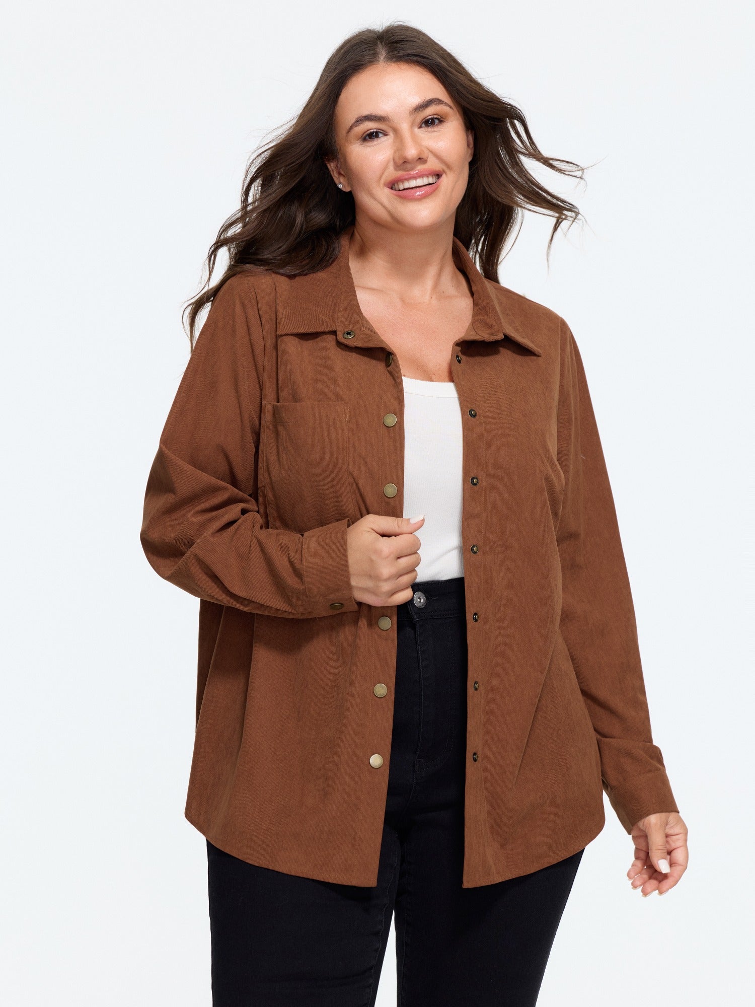 Corduroy Pocket Button Front Jacket