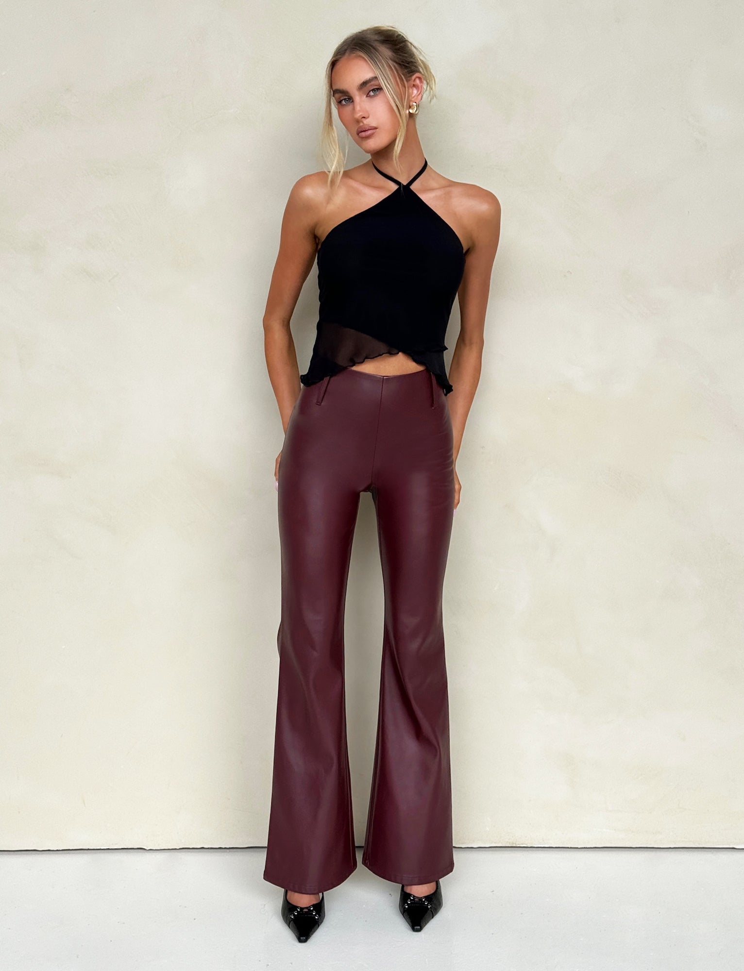 PU TEDDIE PANT - RED : CHERRY RED