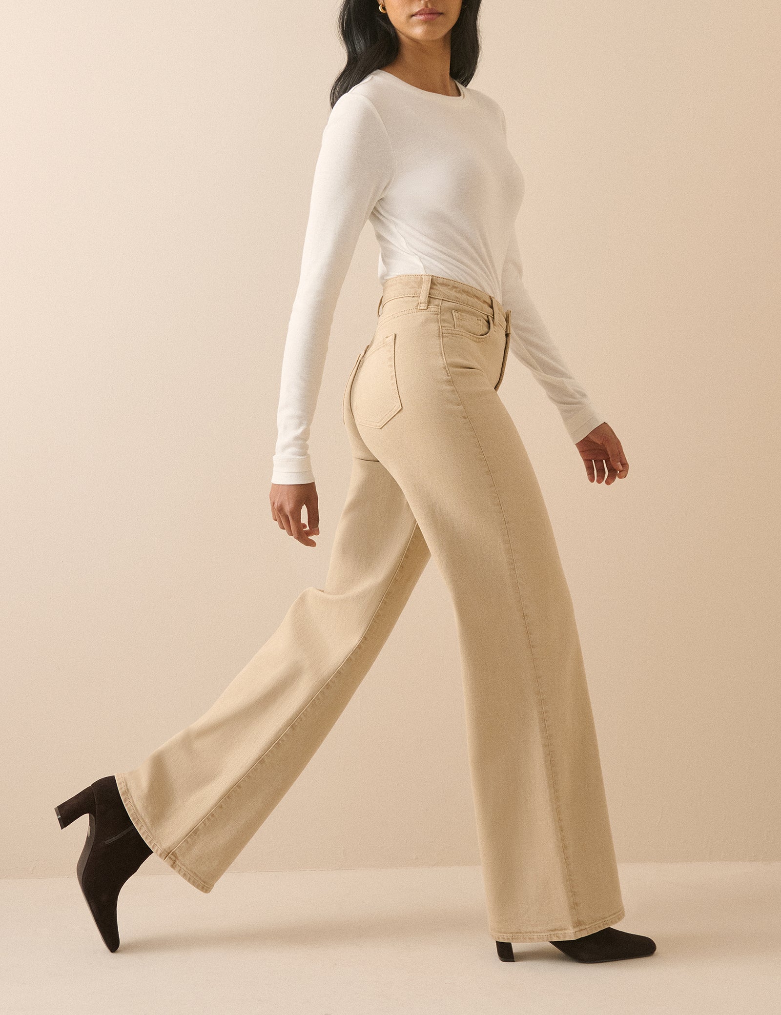 Sand High Rise Soho Wide Leg Jeans