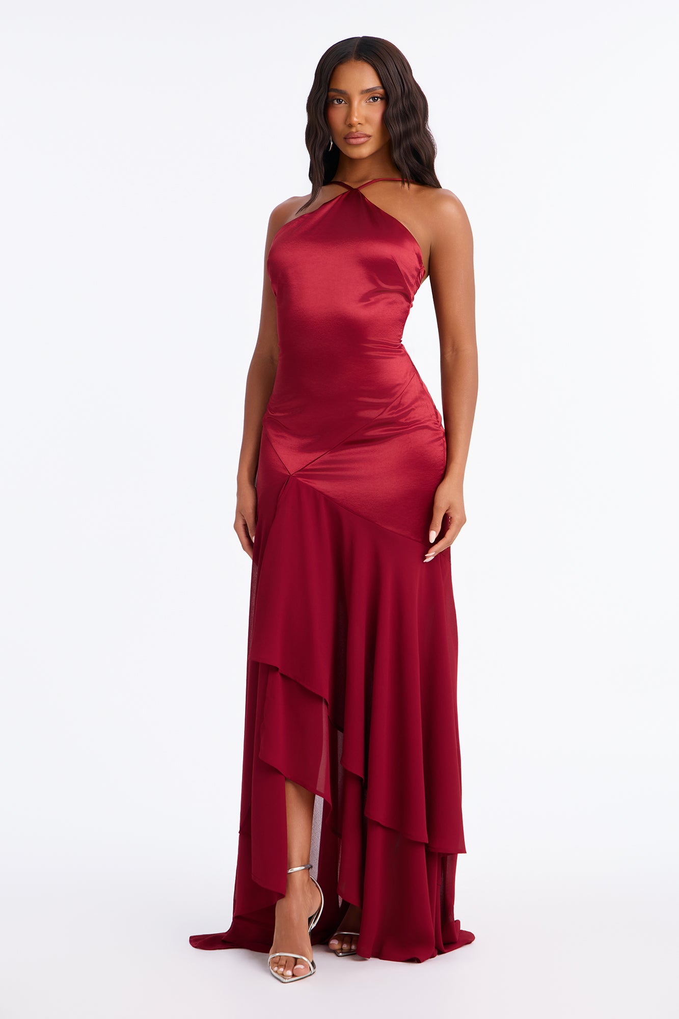 Made For Compliments Satin Maxi Dress - DarkRed