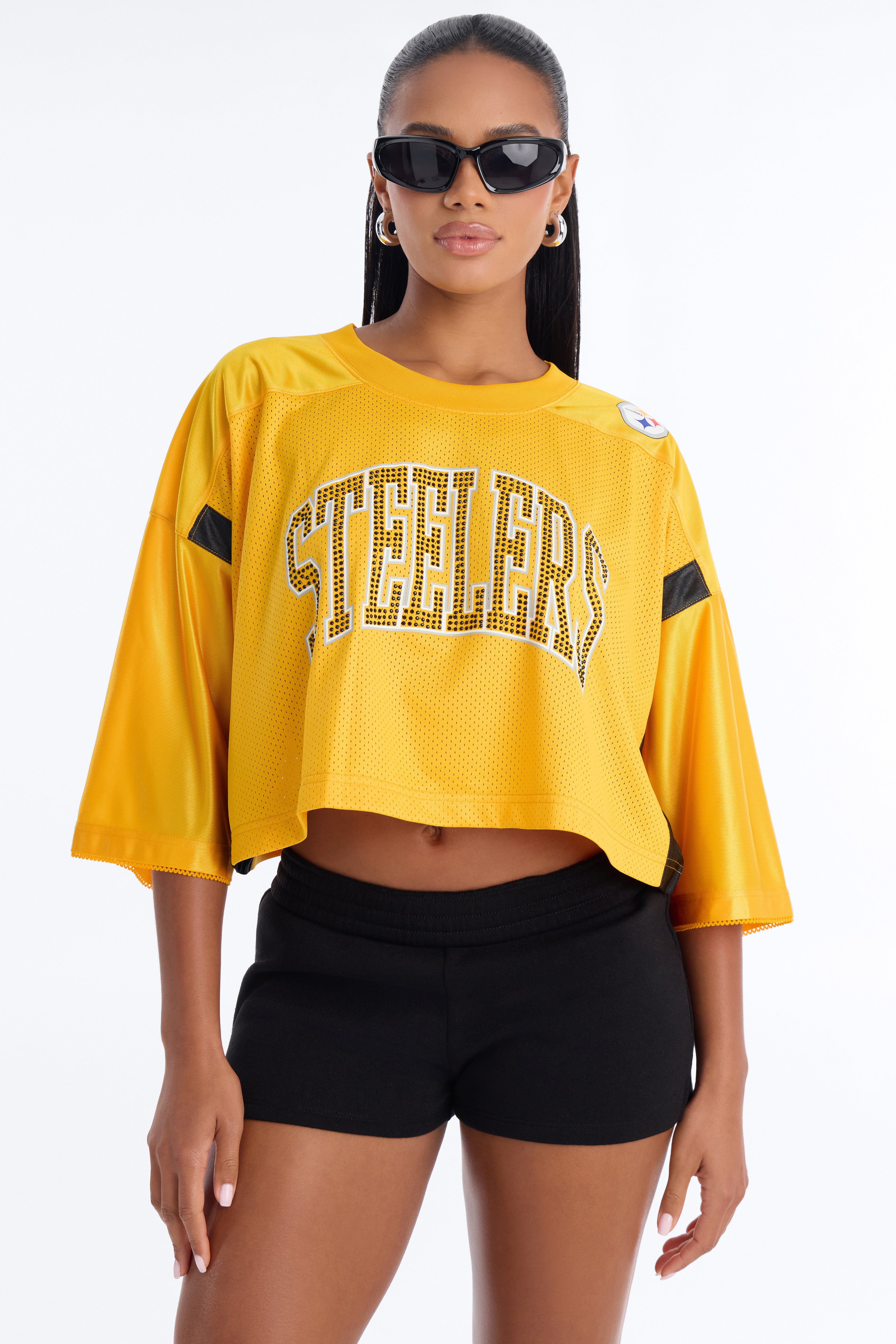 NFL Pittsburg Steelers Rhinestone Cropped Top - Gold
