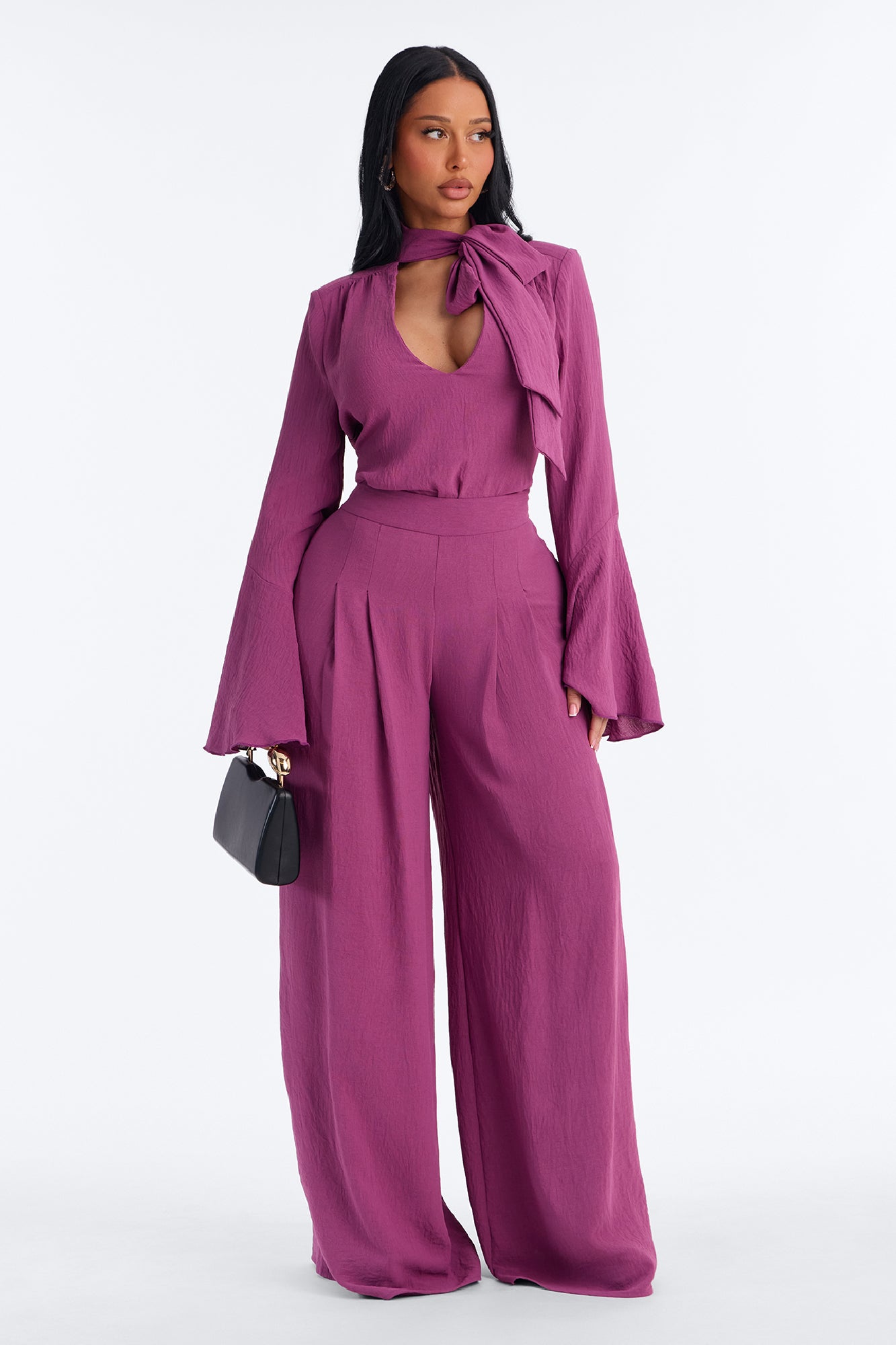 Handled With Grace Bodysuit Pant Set - Plum