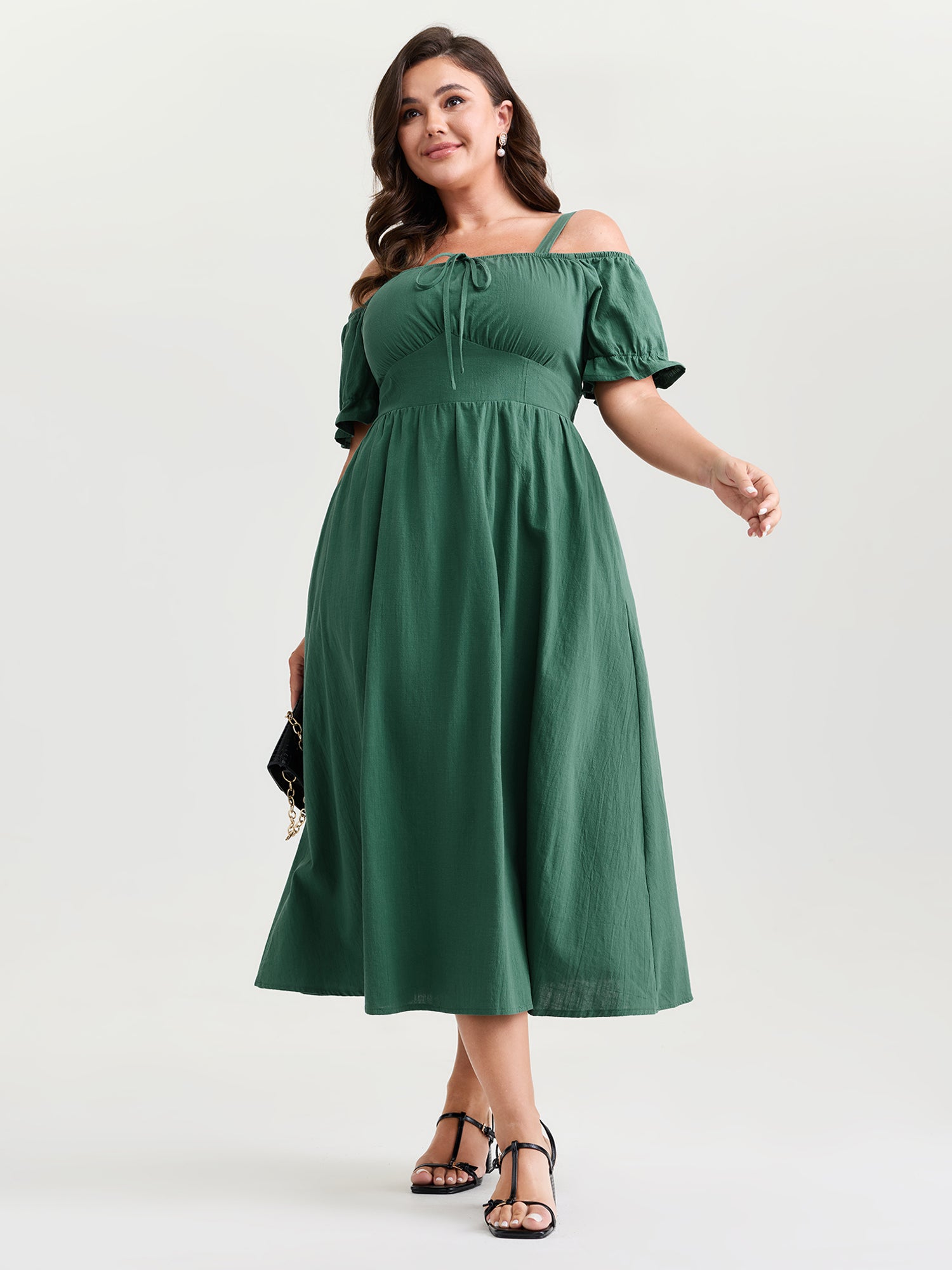 Pure Cotton Back-Tie Midi Dress