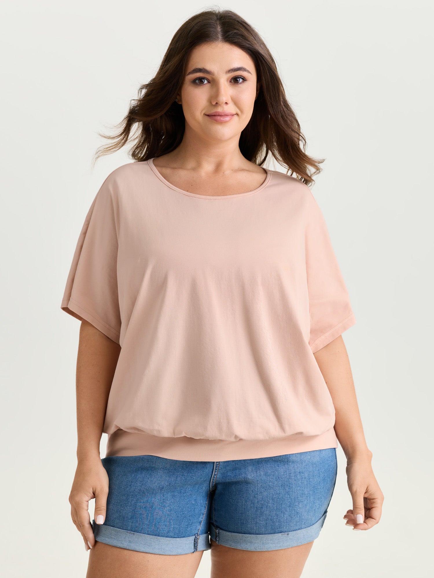Batwing Sleeve Bubble Hem T-Shirt