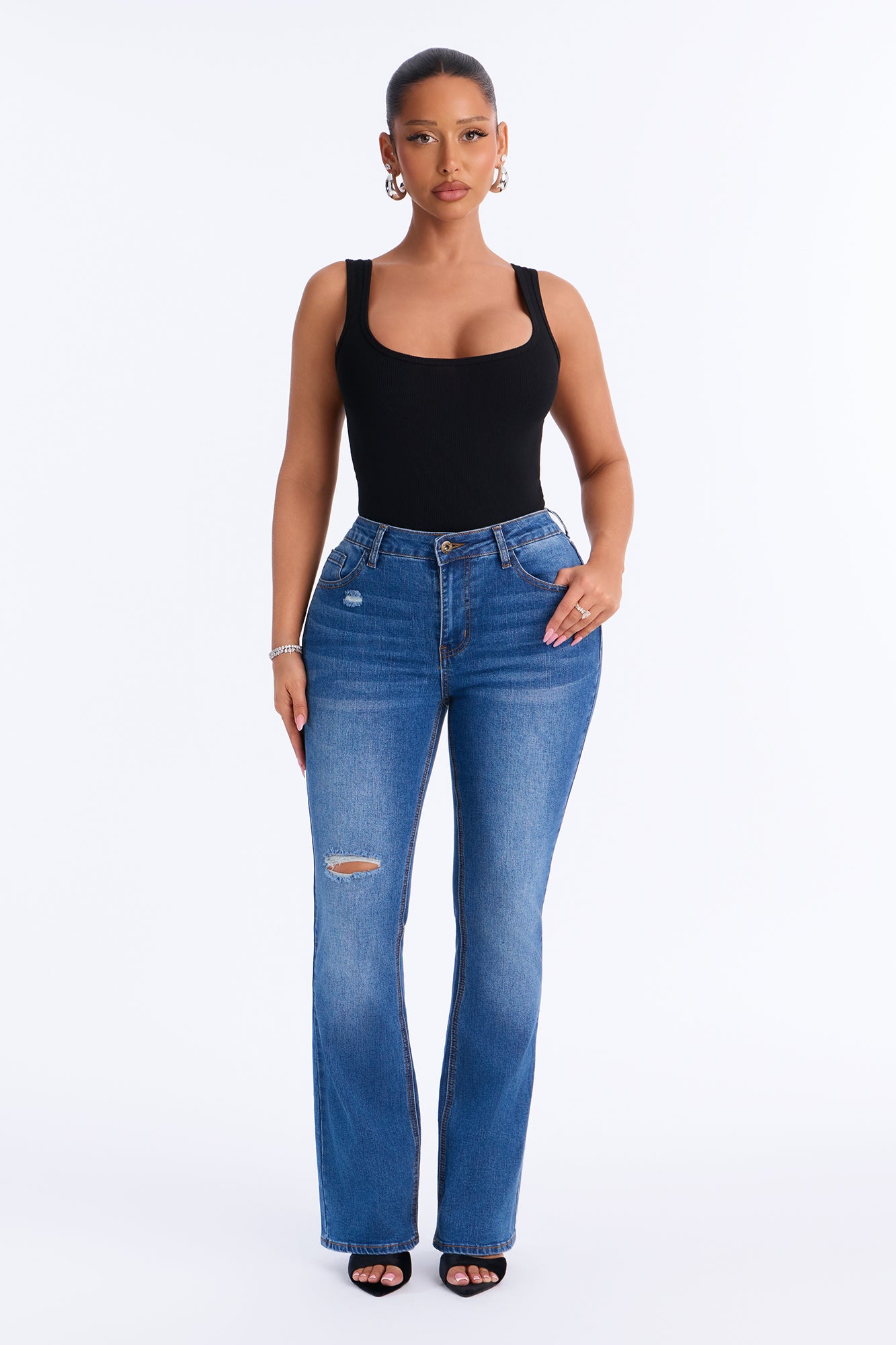 Pick Me Girl High Rise 30″ Inseam Bootcut Jeans - Medium Wash