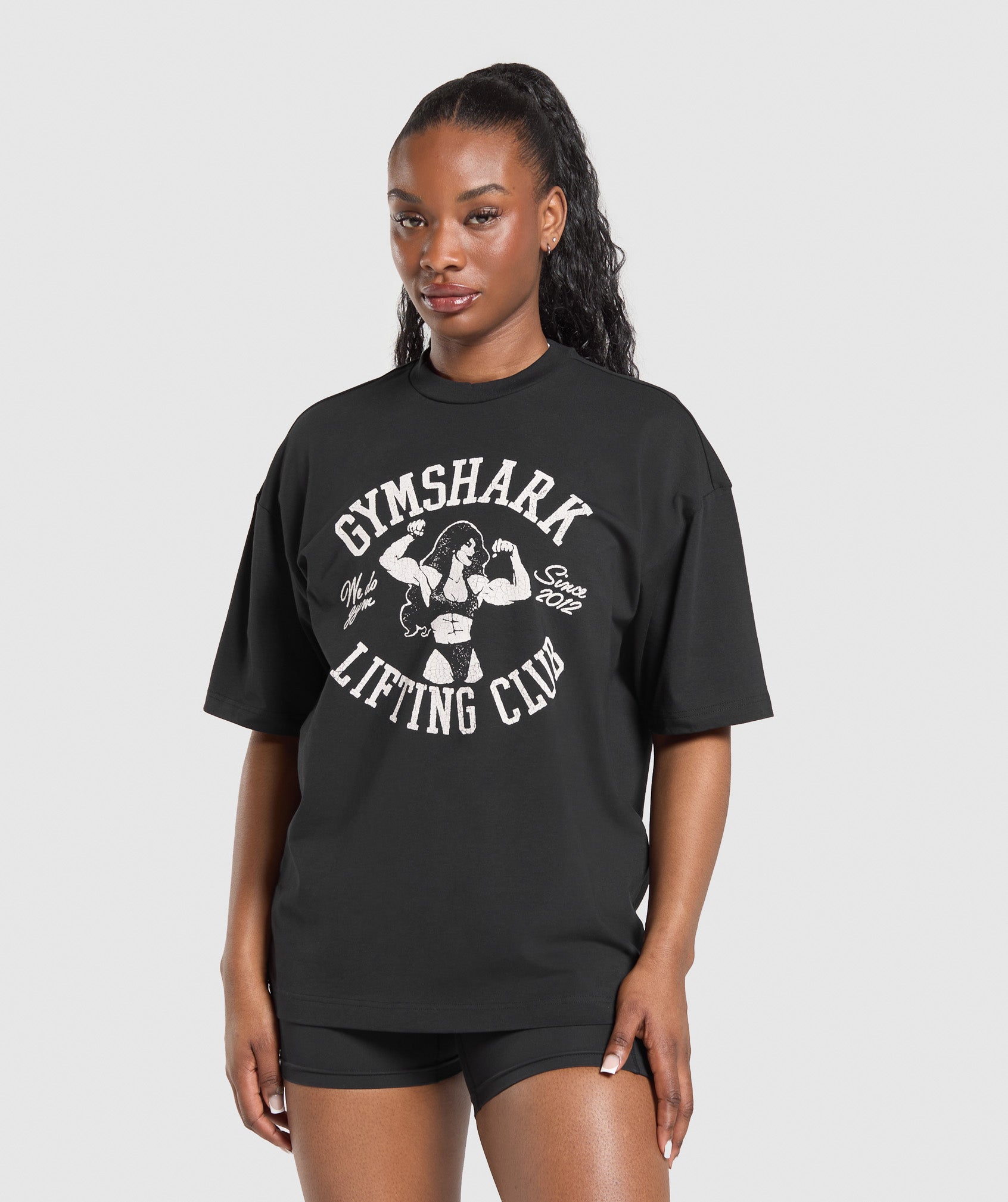Gymshark Lifting Girl Graphic Oversized Tee - Black