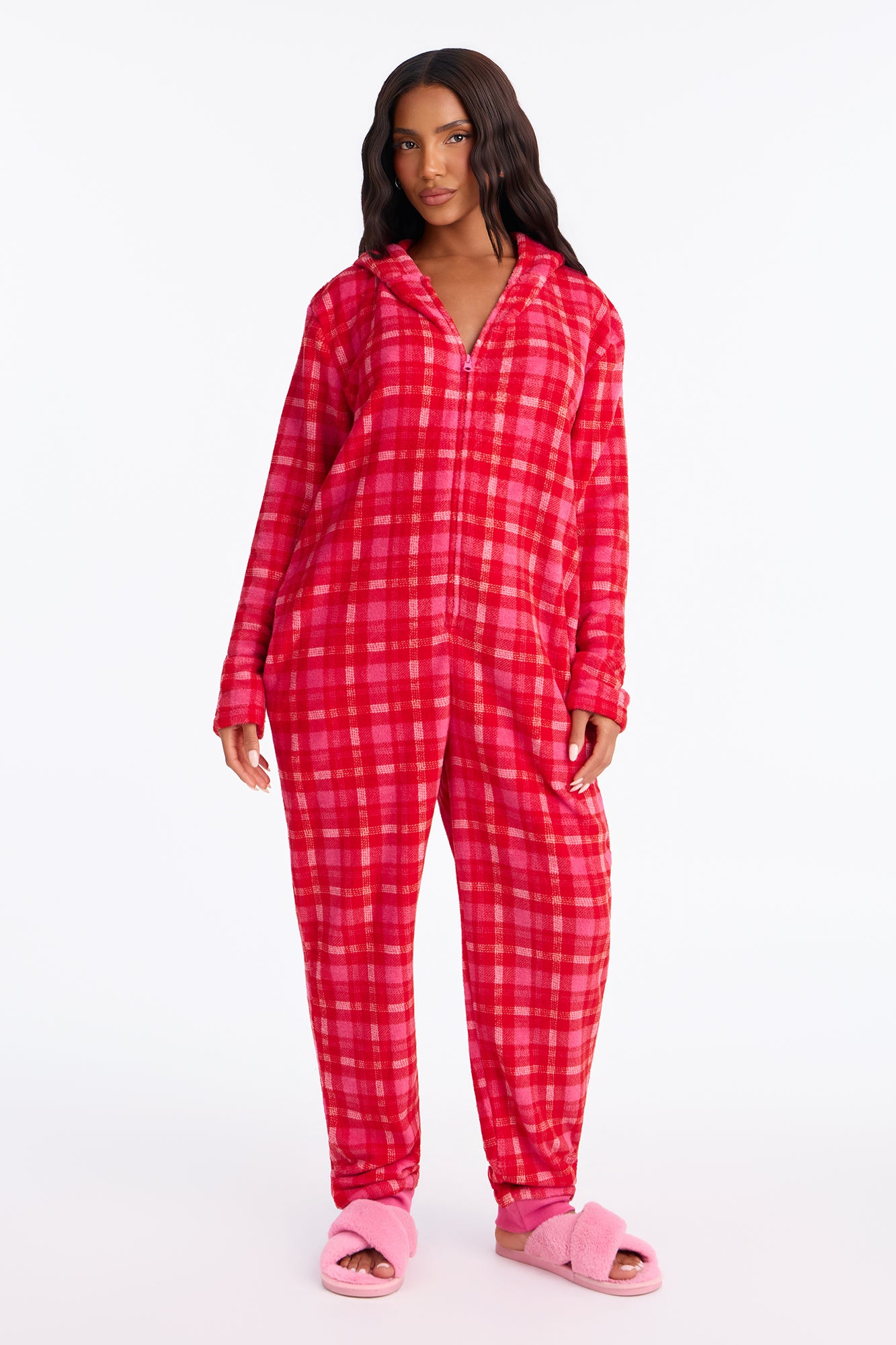 Keeping Warm 30″ Plush PJ Onesie - Pink/combo