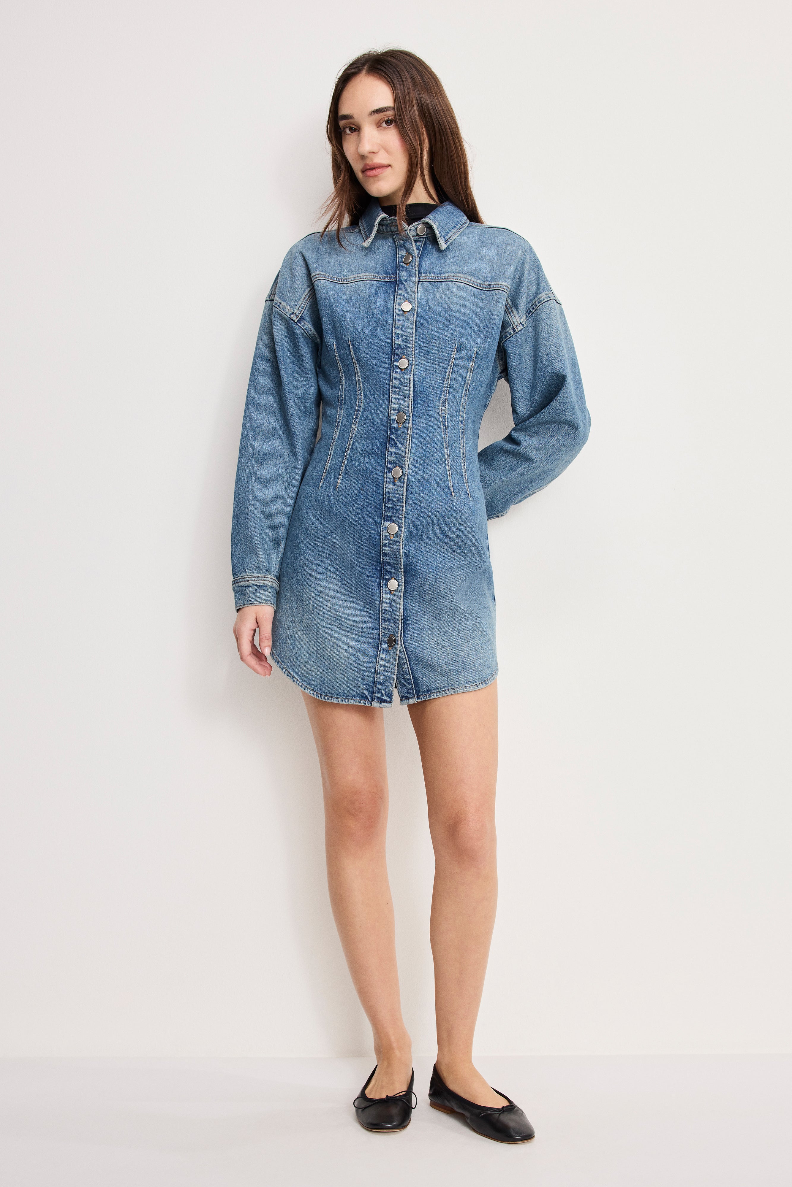 SHAPED DENIM DRESS | INDIGO1100