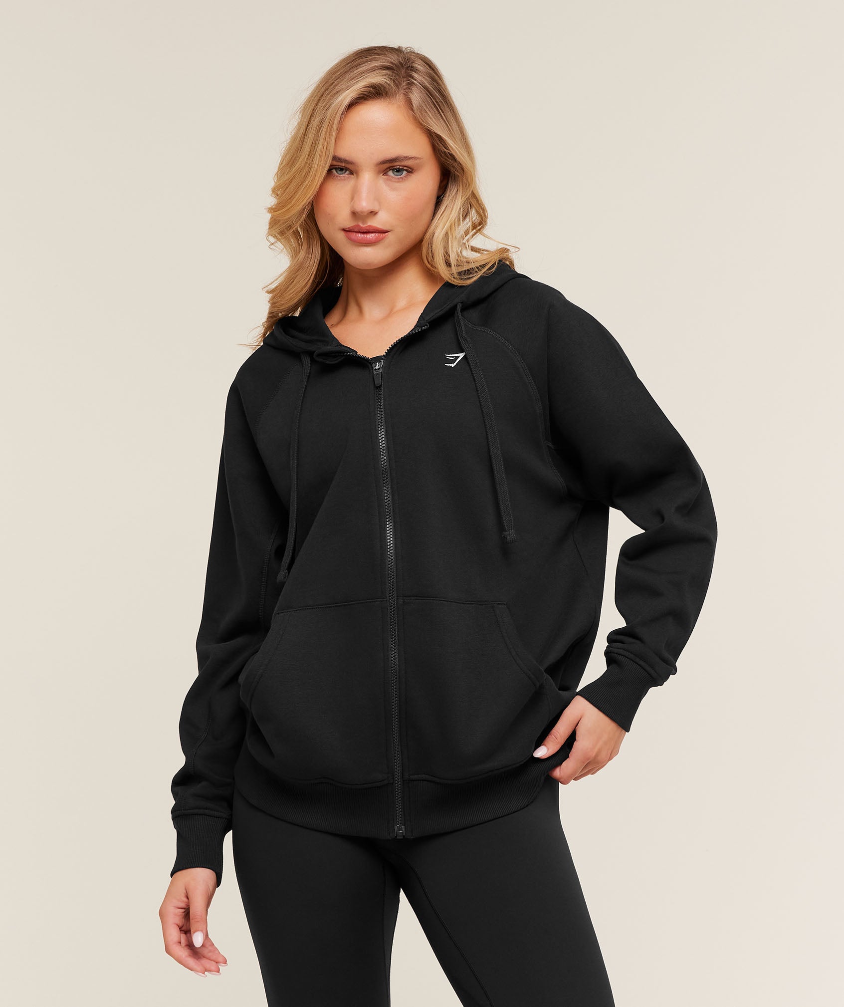 Gymshark Training Fleece Oversized Zip Hoodie - Black