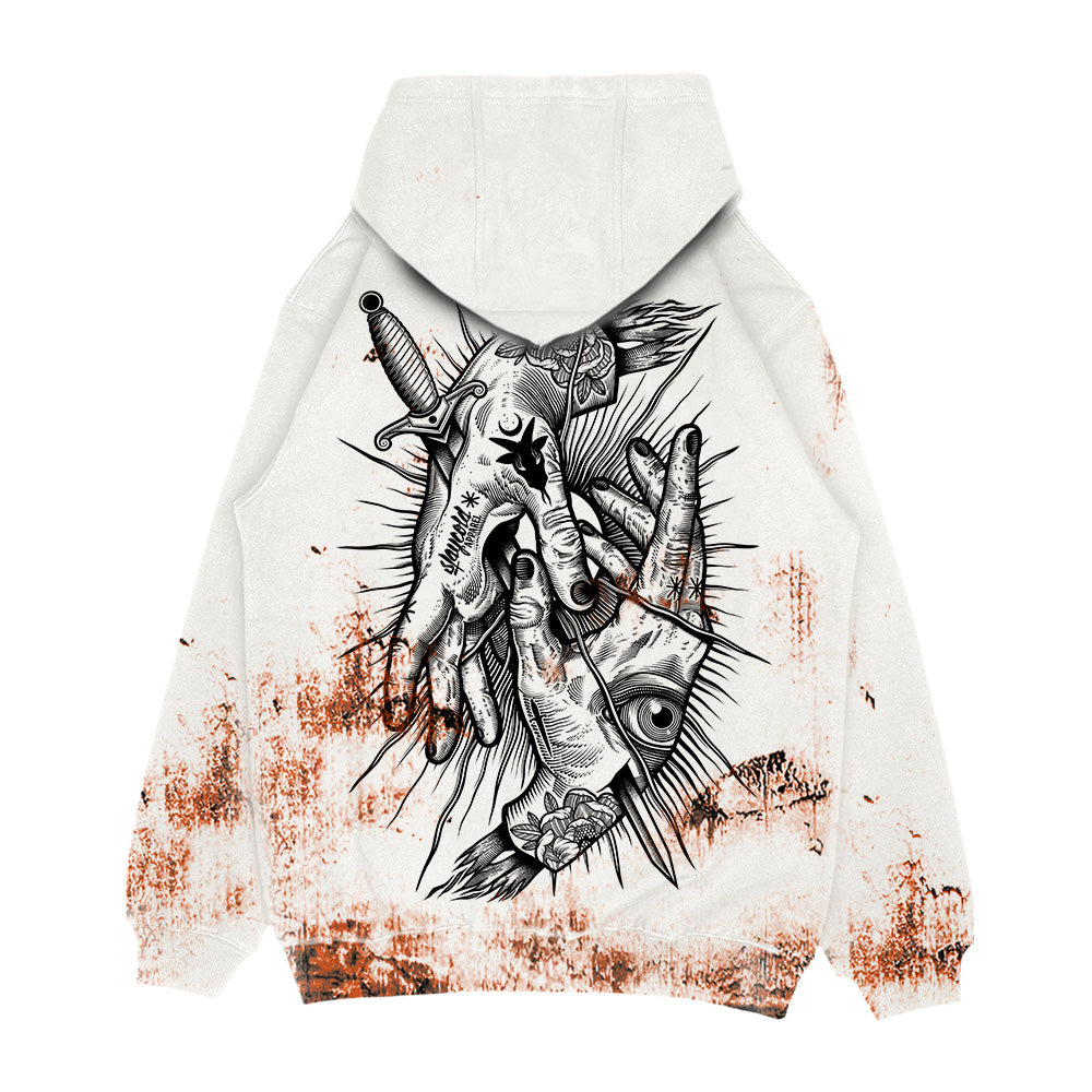 Think Twice (Rusty Bleached) - Oversized Hoodie (350GSM)