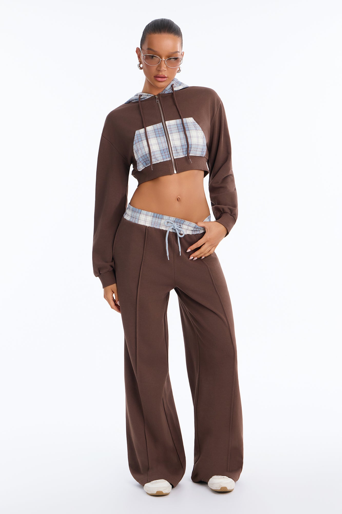 Plaid About It Pant Set - Chocolate