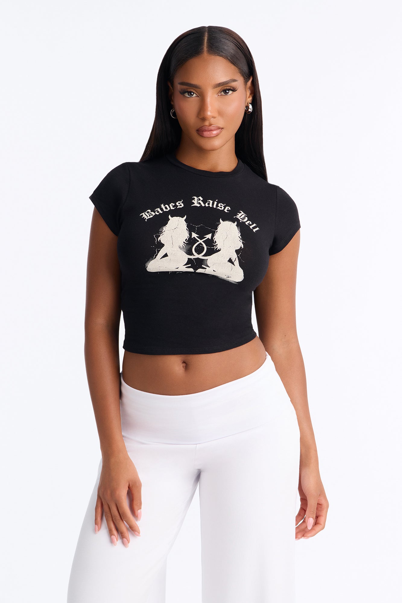 Double Trouble Babes Fitted Tee - Black