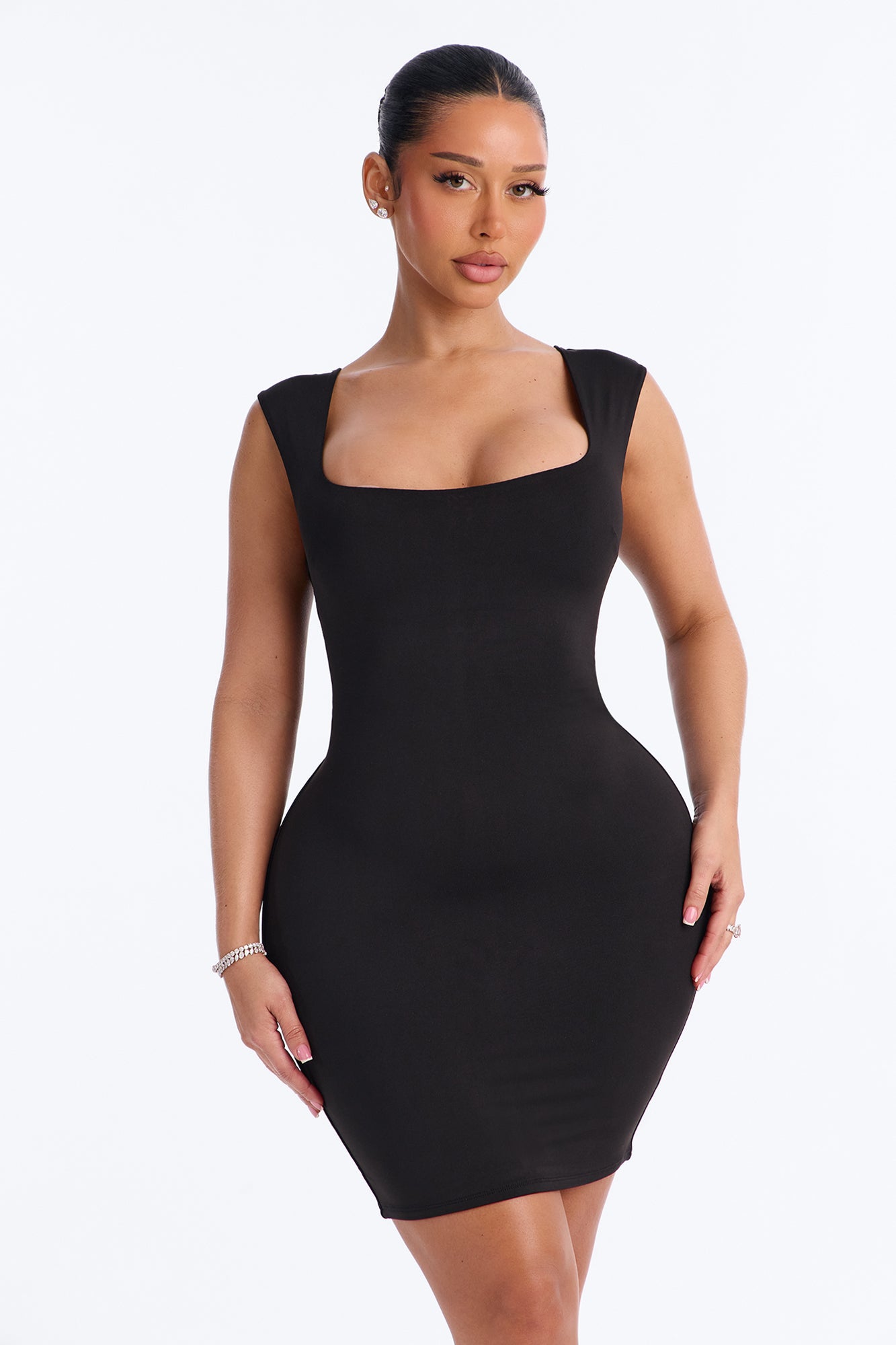 Lexie Square Neck Sleeveless Mini Dress - Black