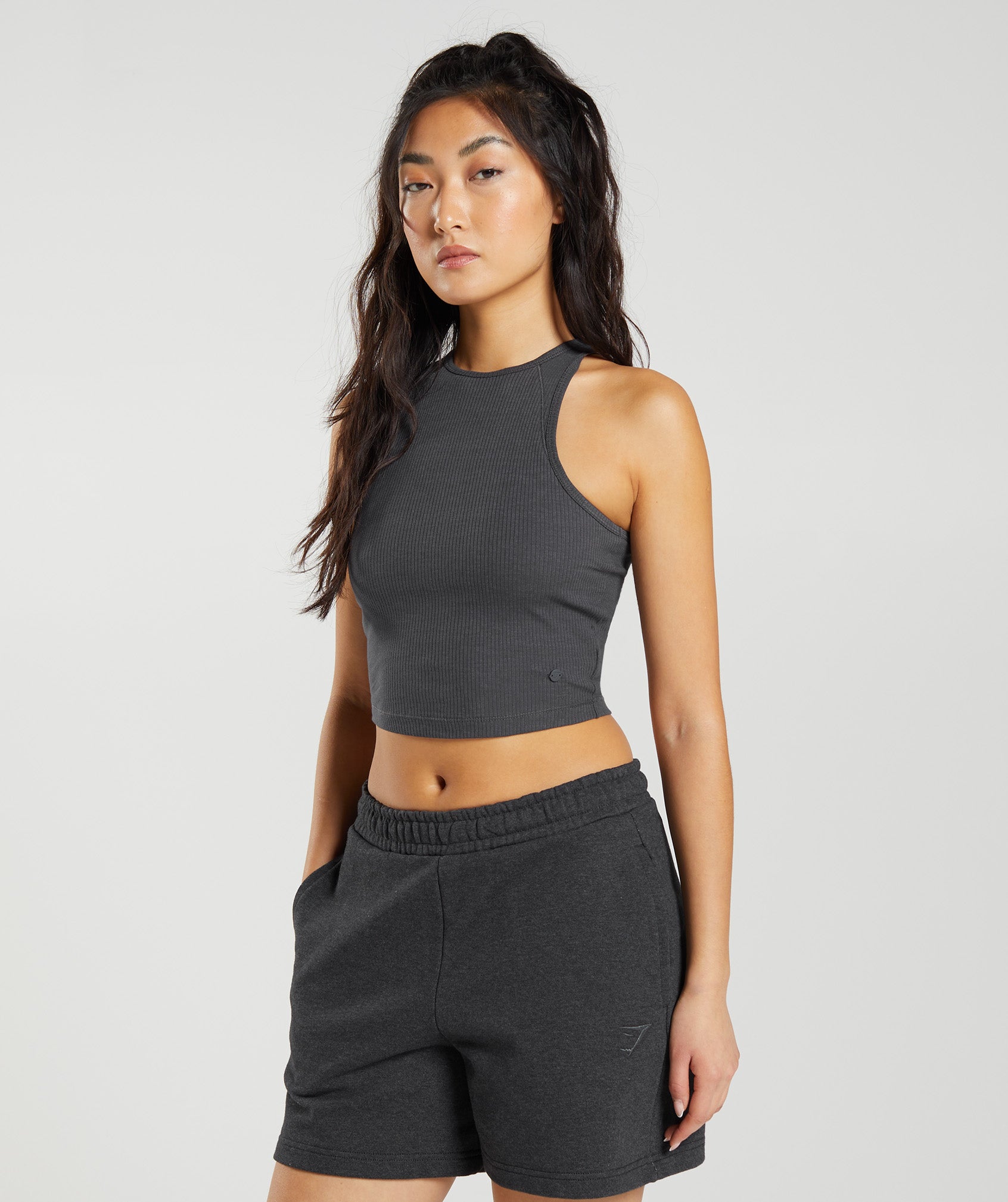 Gymshark Cotton Rib Midi Tank - Grey