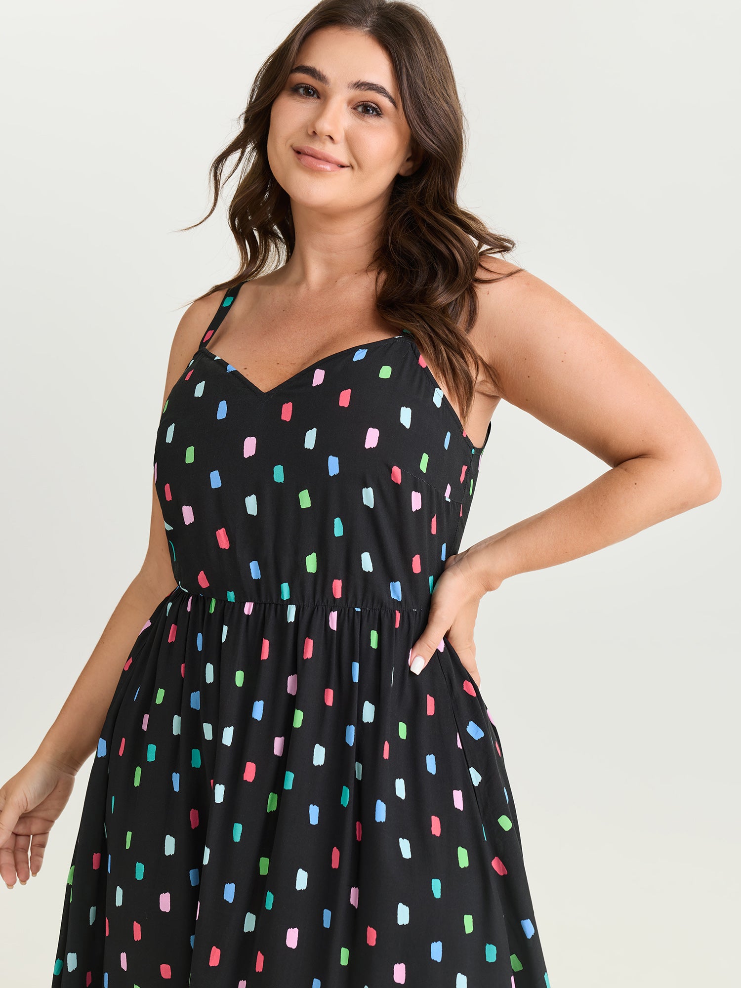 Colorful Geometric Print Cami Midi Dress
