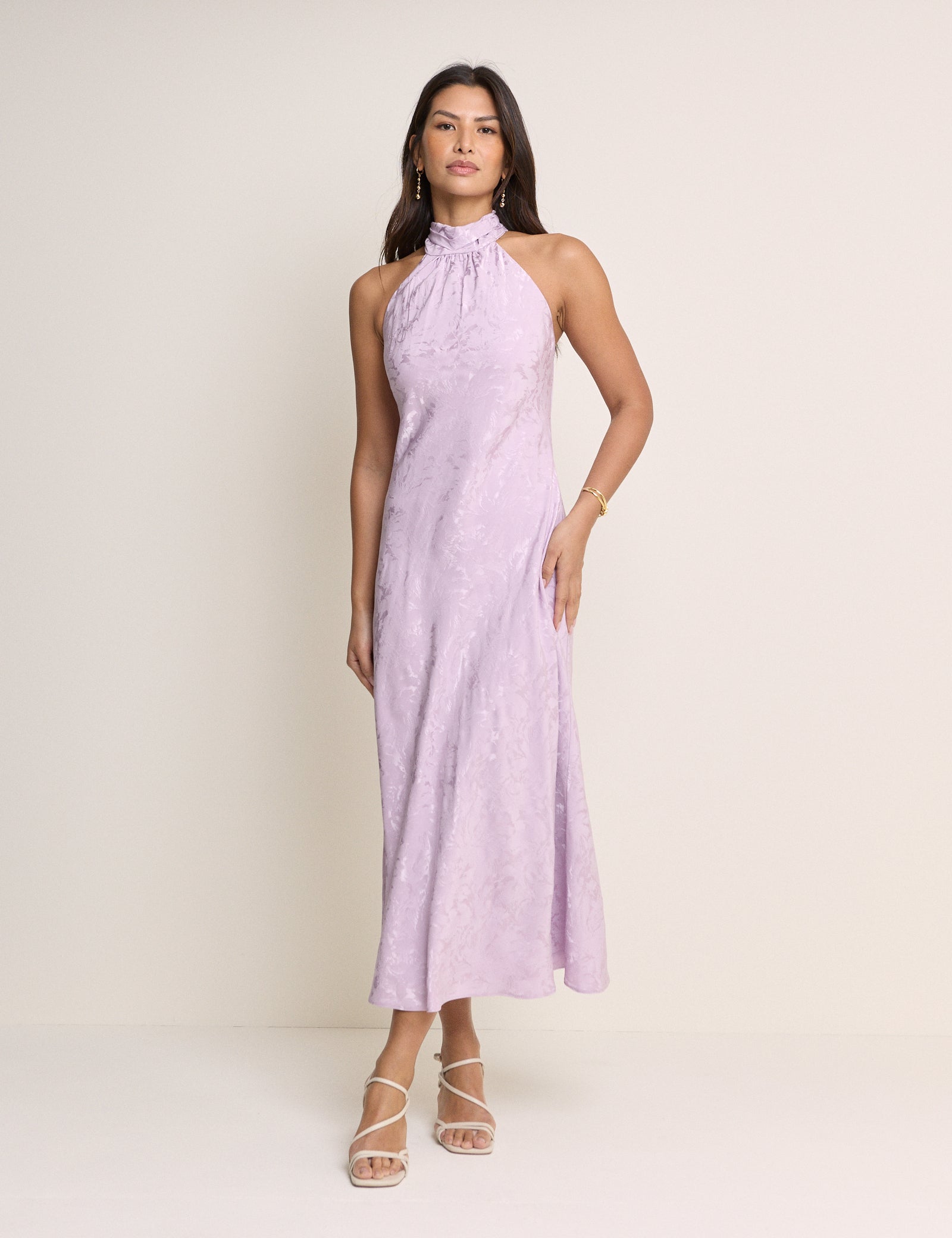 Lilac Floral Jacquard Fifi Maxi Dress