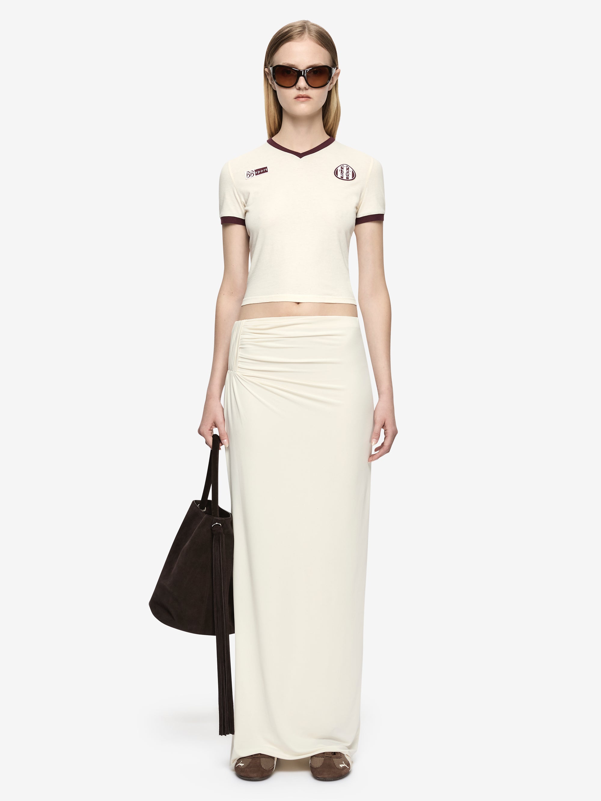 SOLARA TEE - IVORY/PLUM