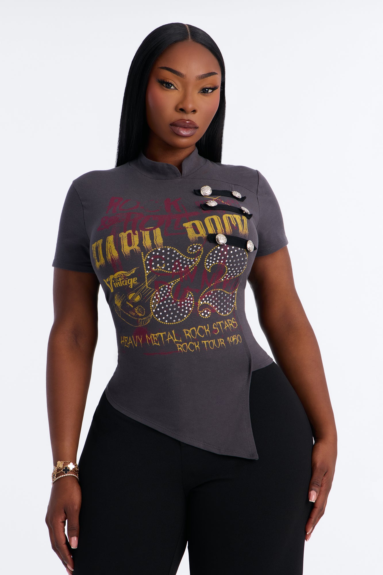 Tour Life Military Button Tee - Grey